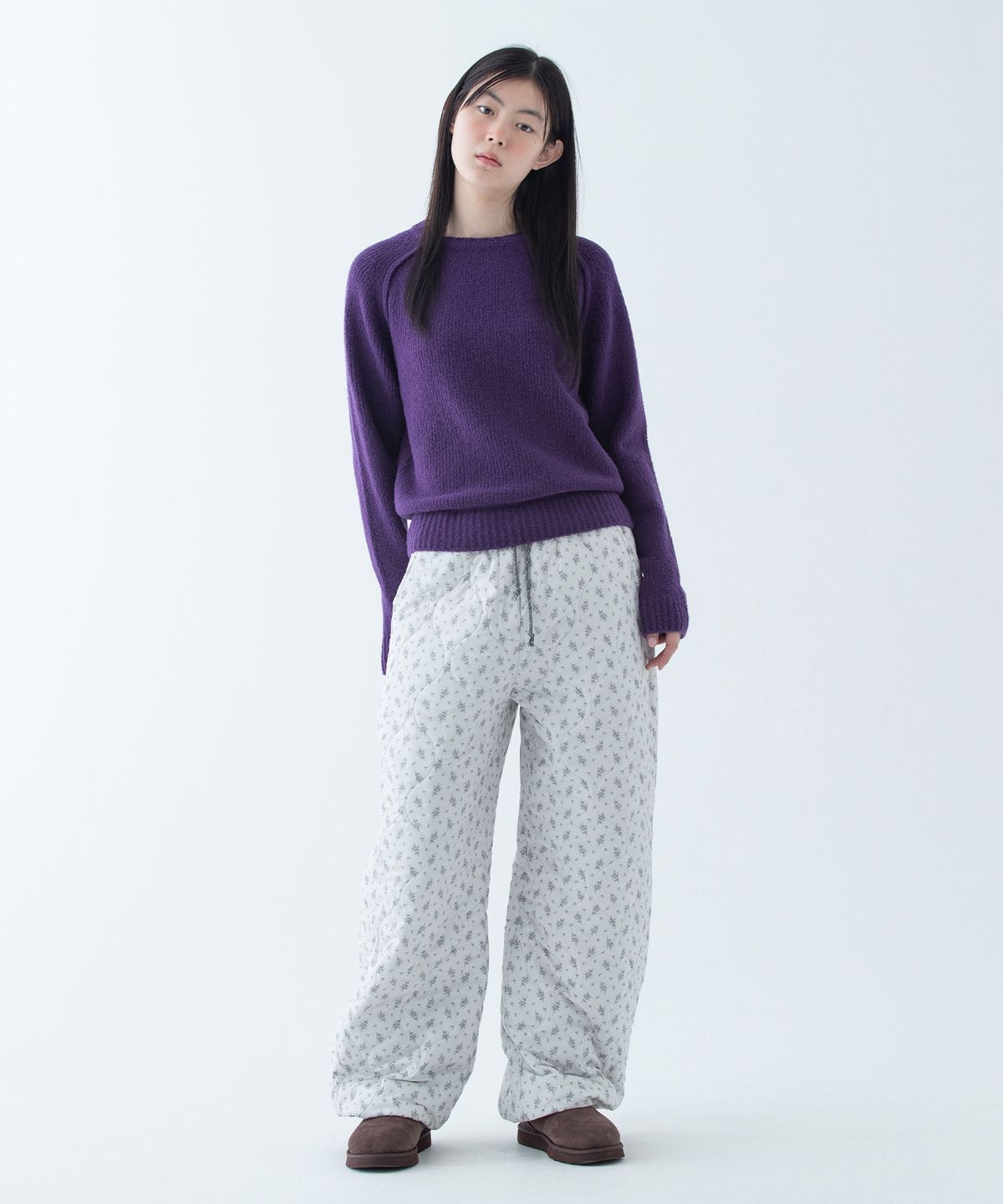 오헤시오(OHESHIO) FLOWER PADDING PANTS, GRAY