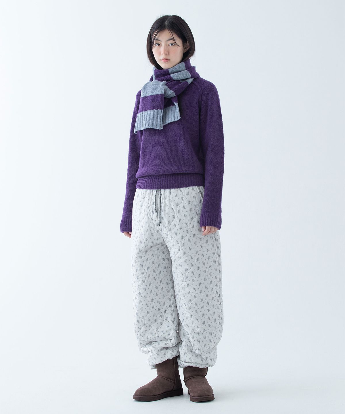 오헤시오(OHESHIO) FLOWER PADDING PANTS, GRAY