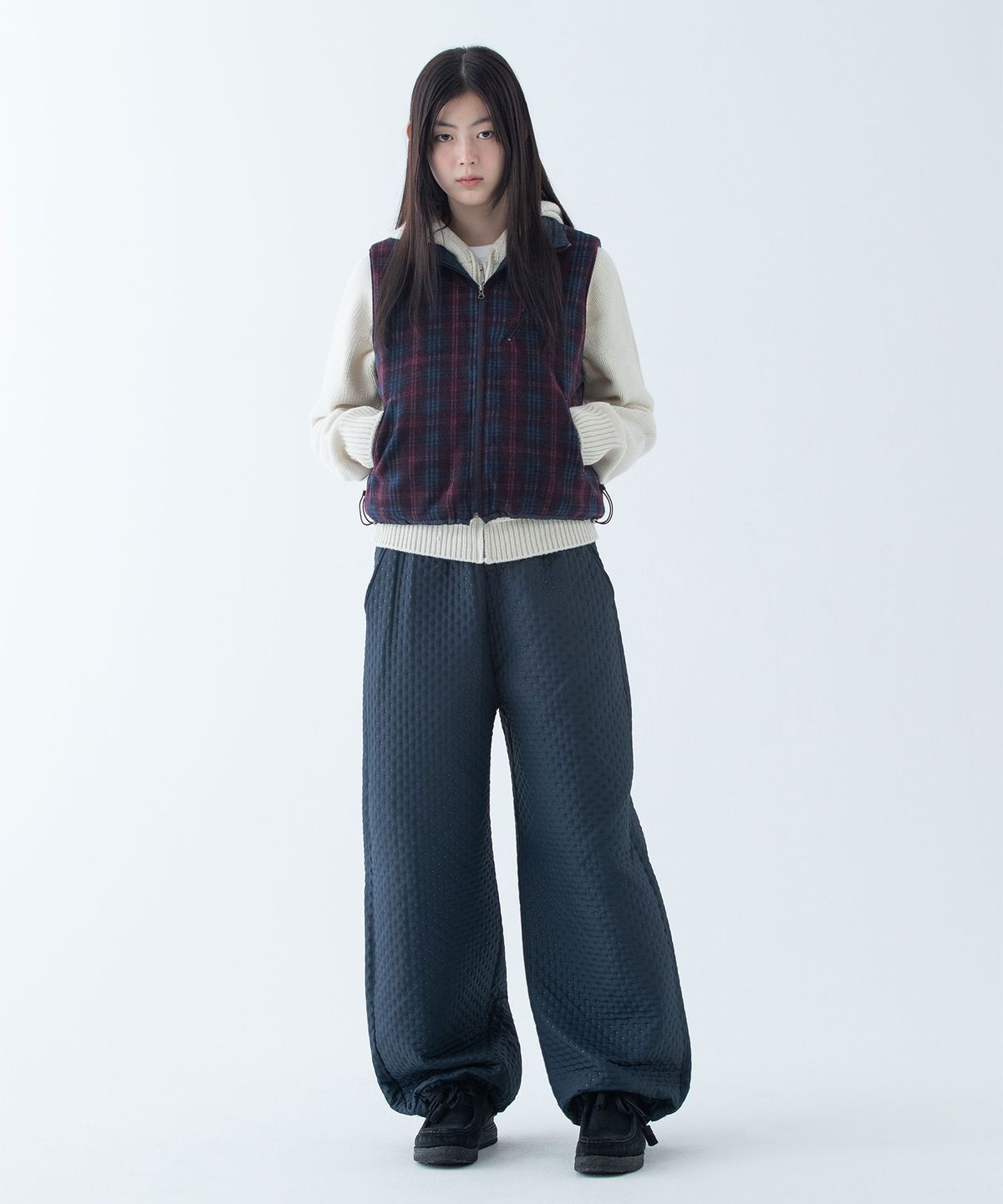 오헤시오(OHESHIO) DOT PADDING PANTS, NAVY