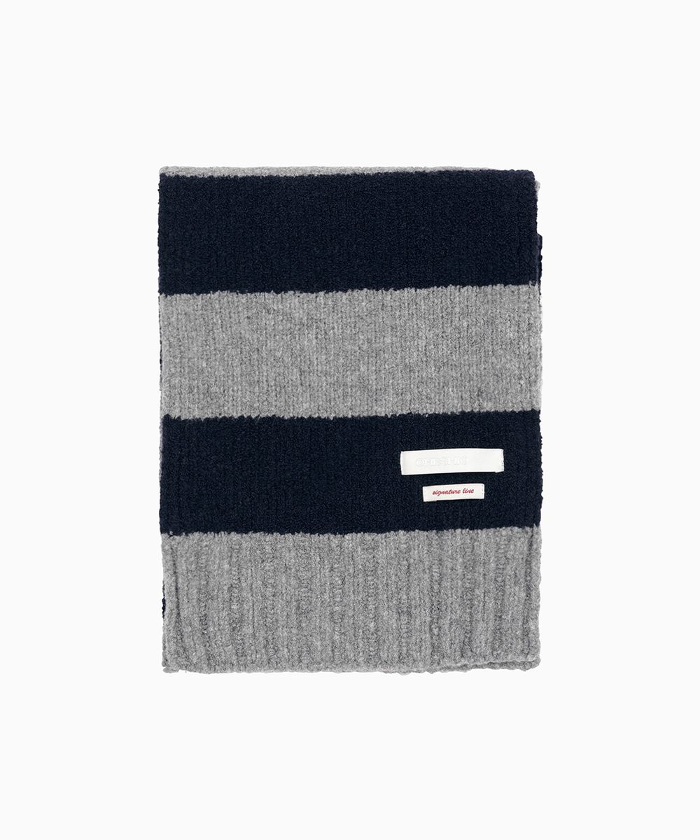 오헤시오(OHESHIO) STRIPE PATTERN MUFFLER, GRAY NAVY - 사이즈 