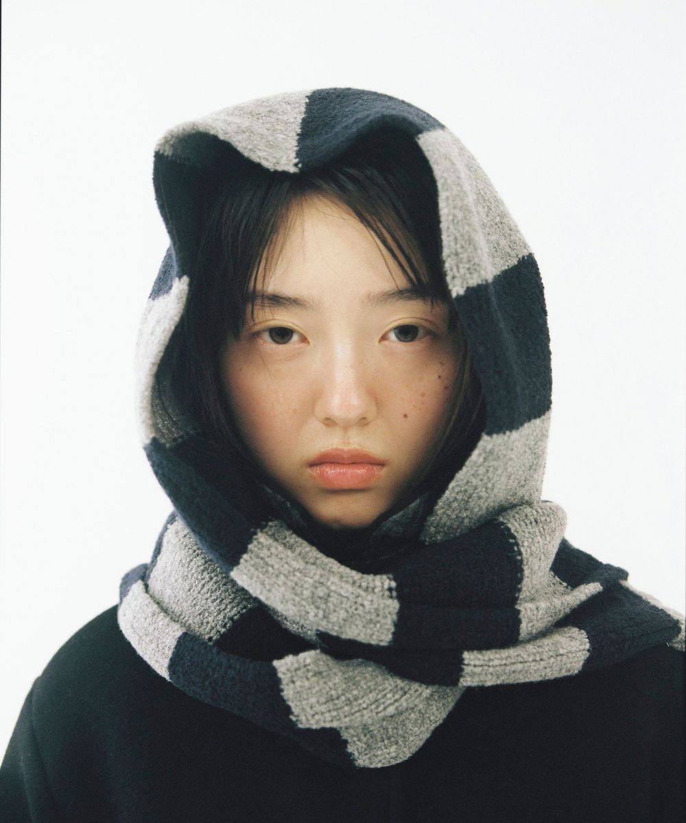 오헤시오(OHESHIO) STRIPE PATTERN MUFFLER, GRAY NAVY - 사이즈 