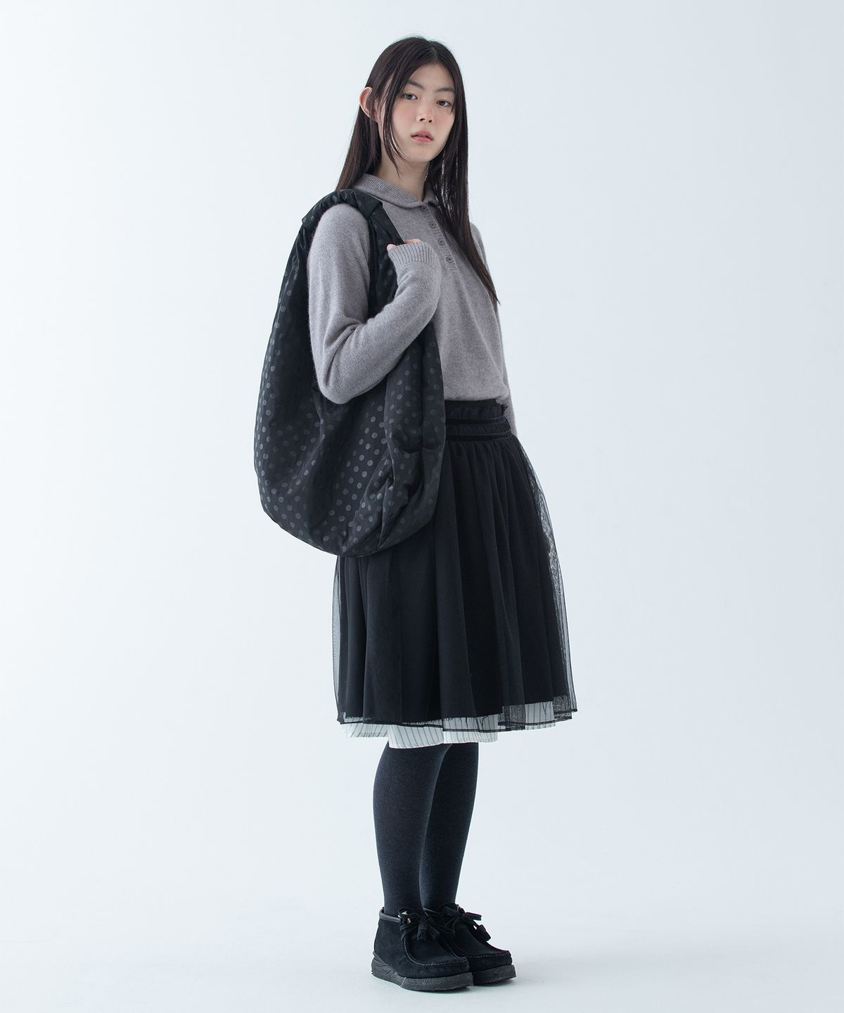 오헤시오(OHESHIO) DOT PADDING BAG, BLACK