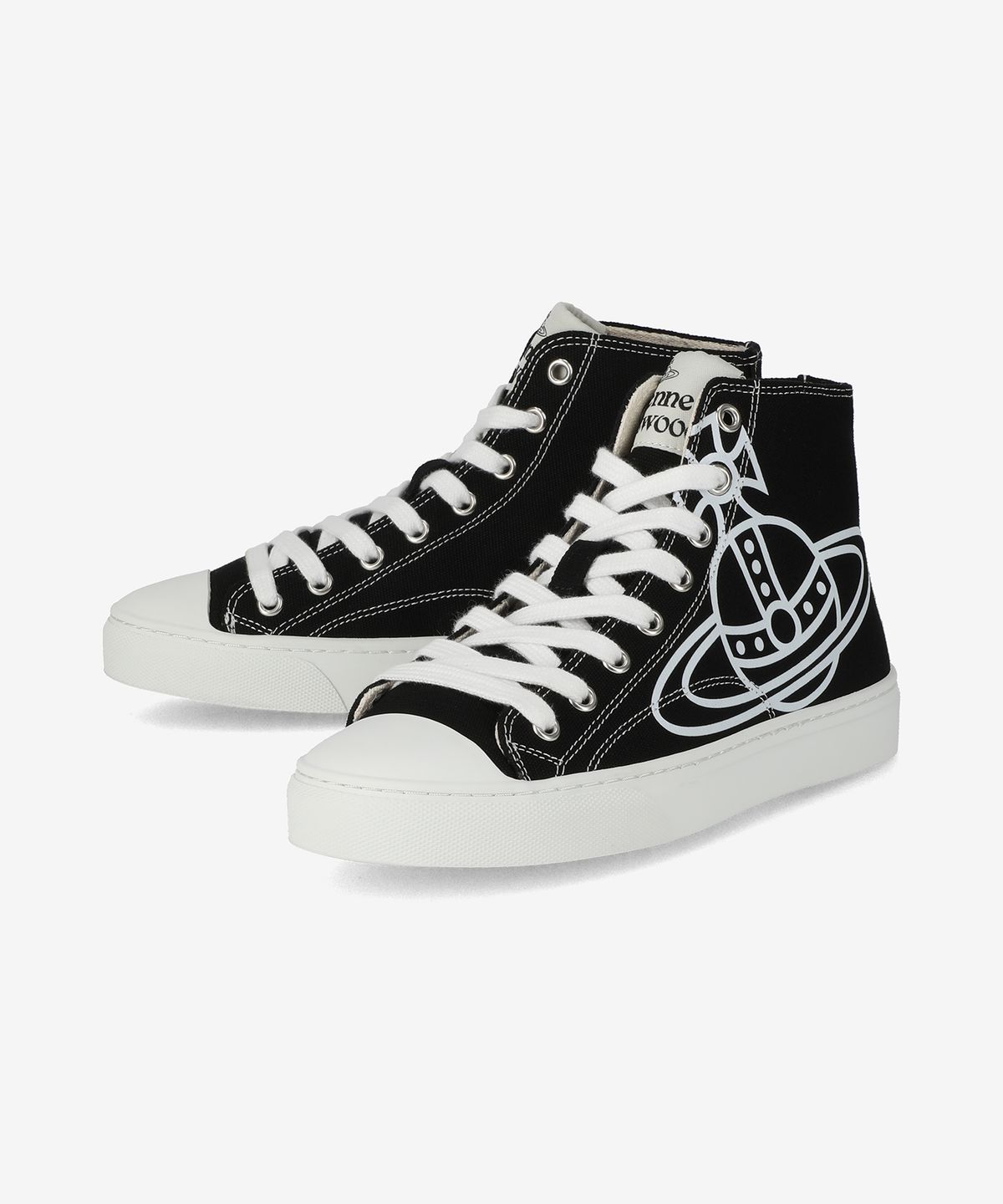 비비안 웨스트우드(VIVIENNE WESTWOOD) 여성 하이탑 캔버스 스니커즈 - 블랙 / 75010001WW0116N401