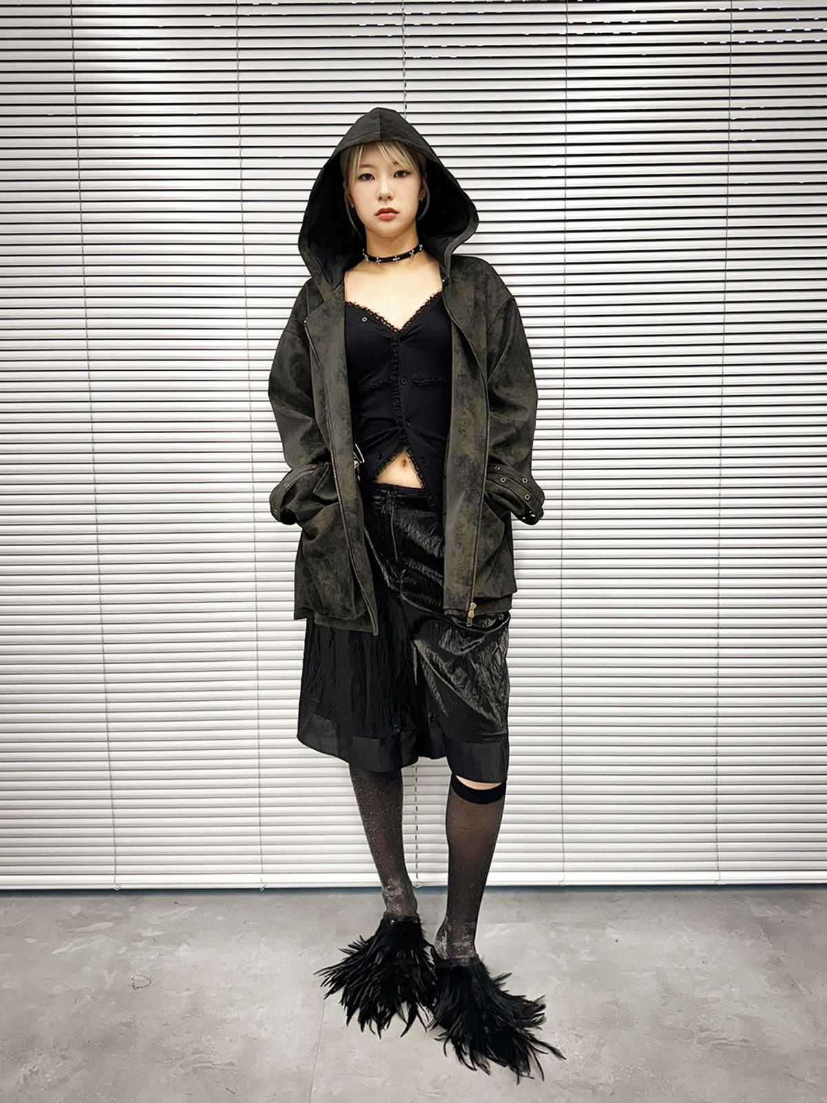 스틸레써디(STILLLETHARDY) CLOUDY LEATHER HOOD JACKET