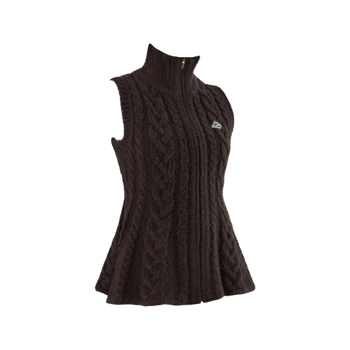 제이제인(J.JANE) 플라워 미디 니트 집업 베스트 (Dark Chocolate)