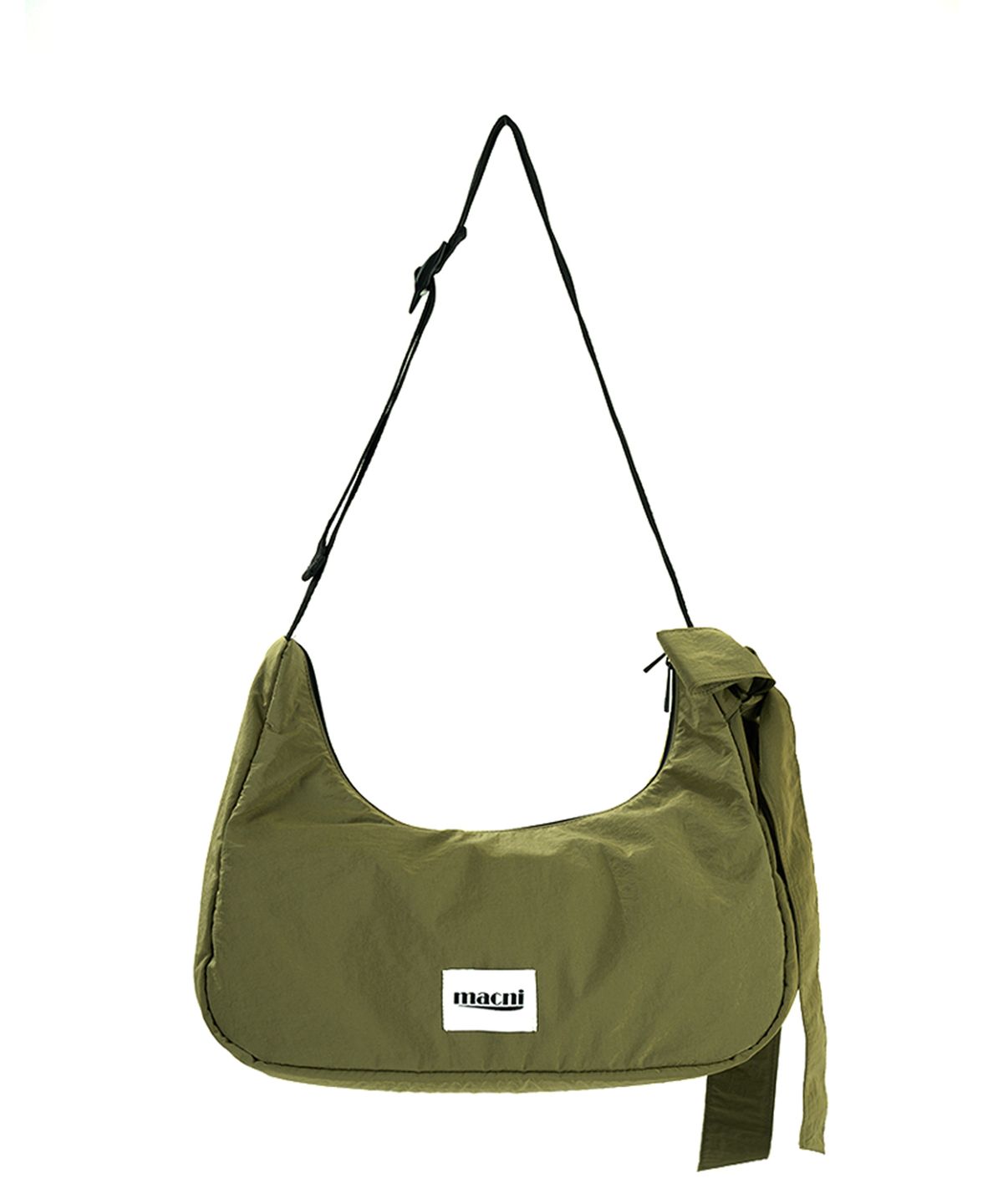 마크니(MACNI) RIBBON CRESCENT CROSS BAG KHAKI