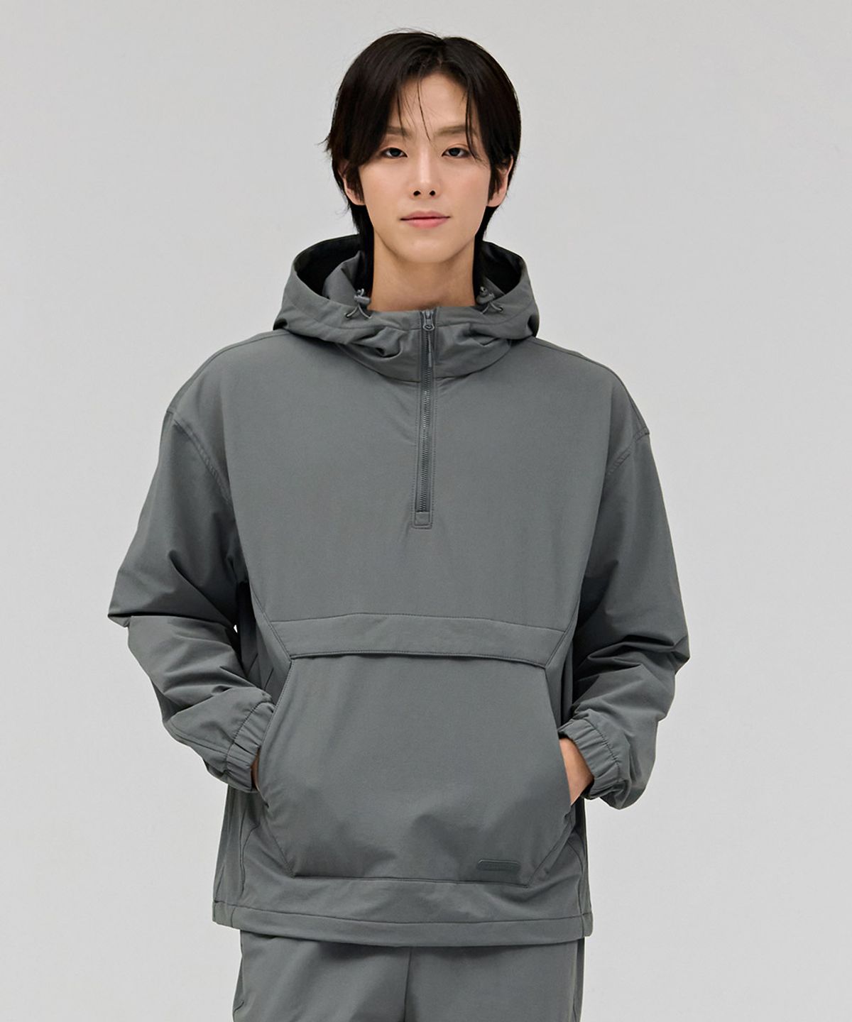 체이스컬트(CHASECULT) 공용 스트레치 기모 후드 아노락 티셔츠-카키