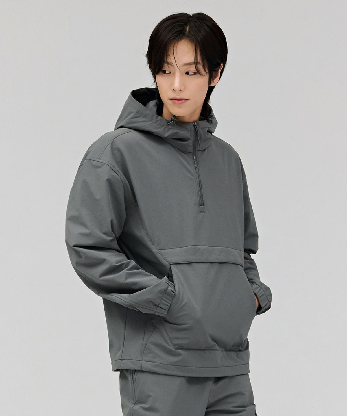 체이스컬트(CHASECULT) 공용 스트레치 기모 후드 아노락 티셔츠-카키