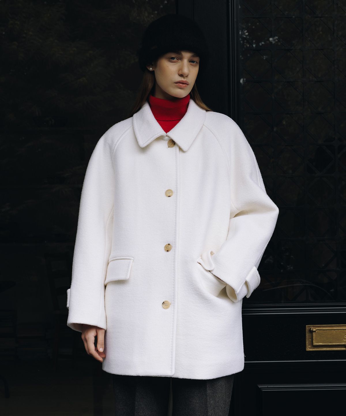 튜드먼트(TTUDEMENT) [4COLORS] CLASSIC WOOL HALF COAT