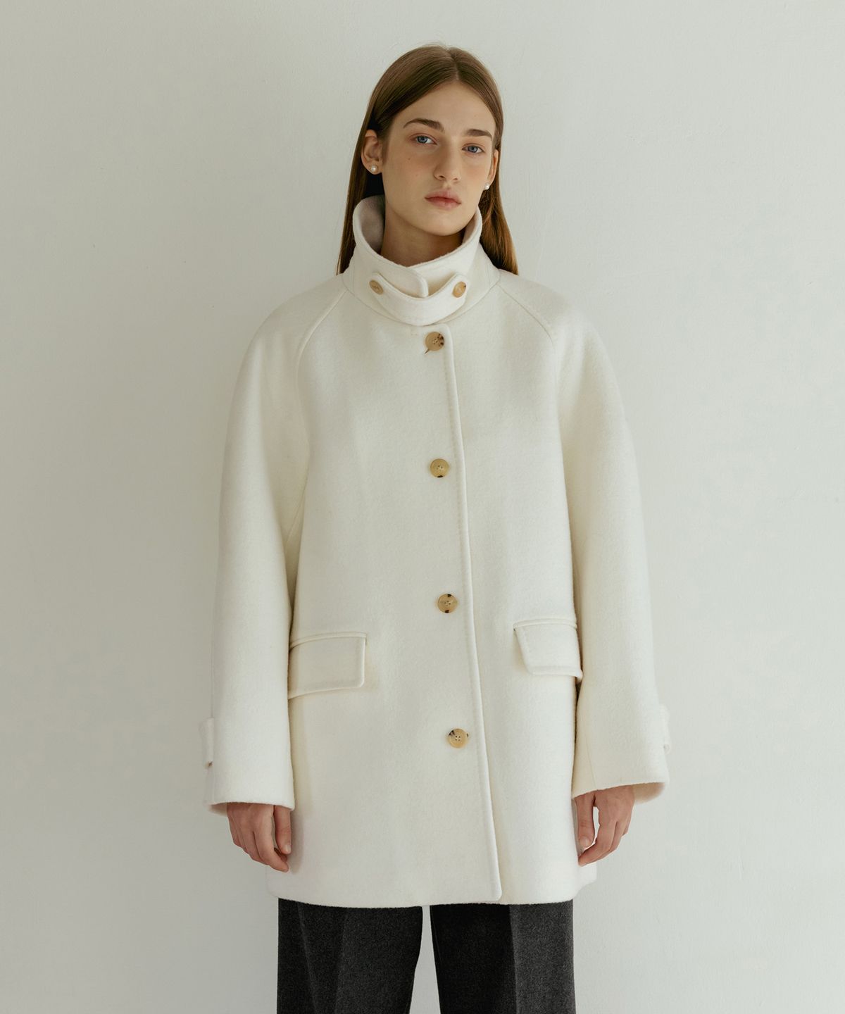 튜드먼트(TTUDEMENT) [4COLORS] CLASSIC WOOL HALF COAT