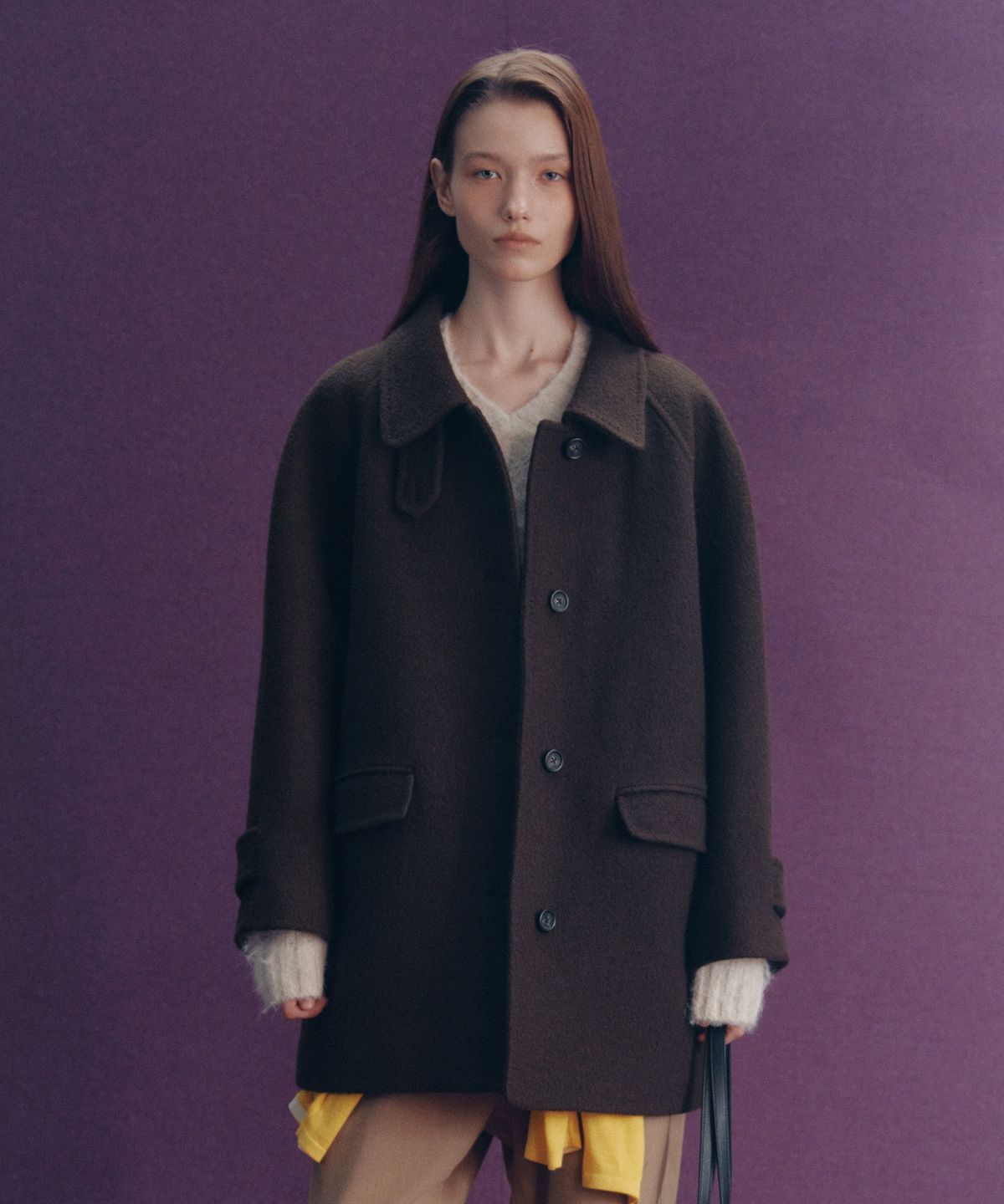 튜드먼트(TTUDEMENT) [4COLORS] CLASSIC WOOL HALF COAT