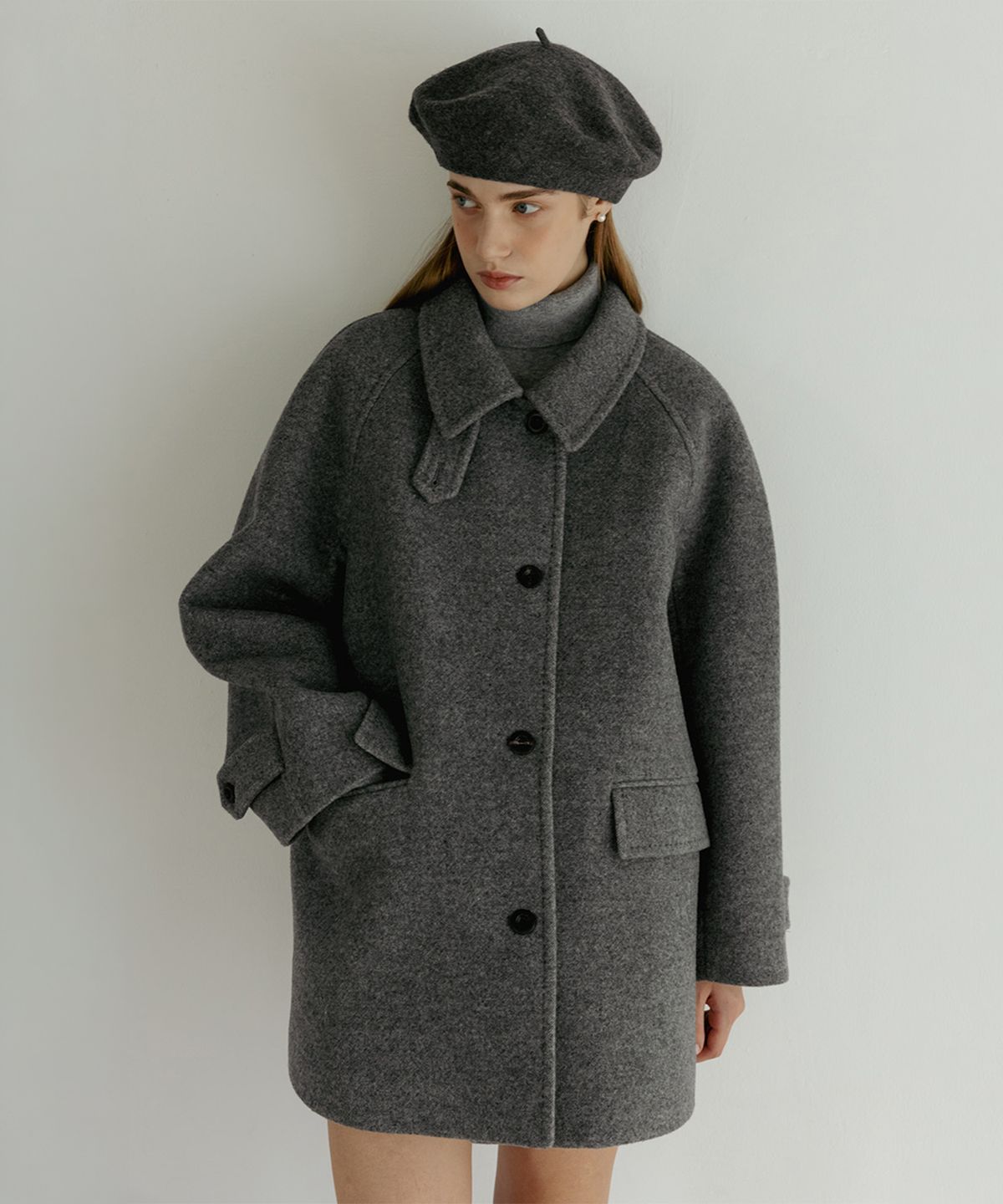 튜드먼트(TTUDEMENT) [4COLORS] CLASSIC WOOL HALF COAT