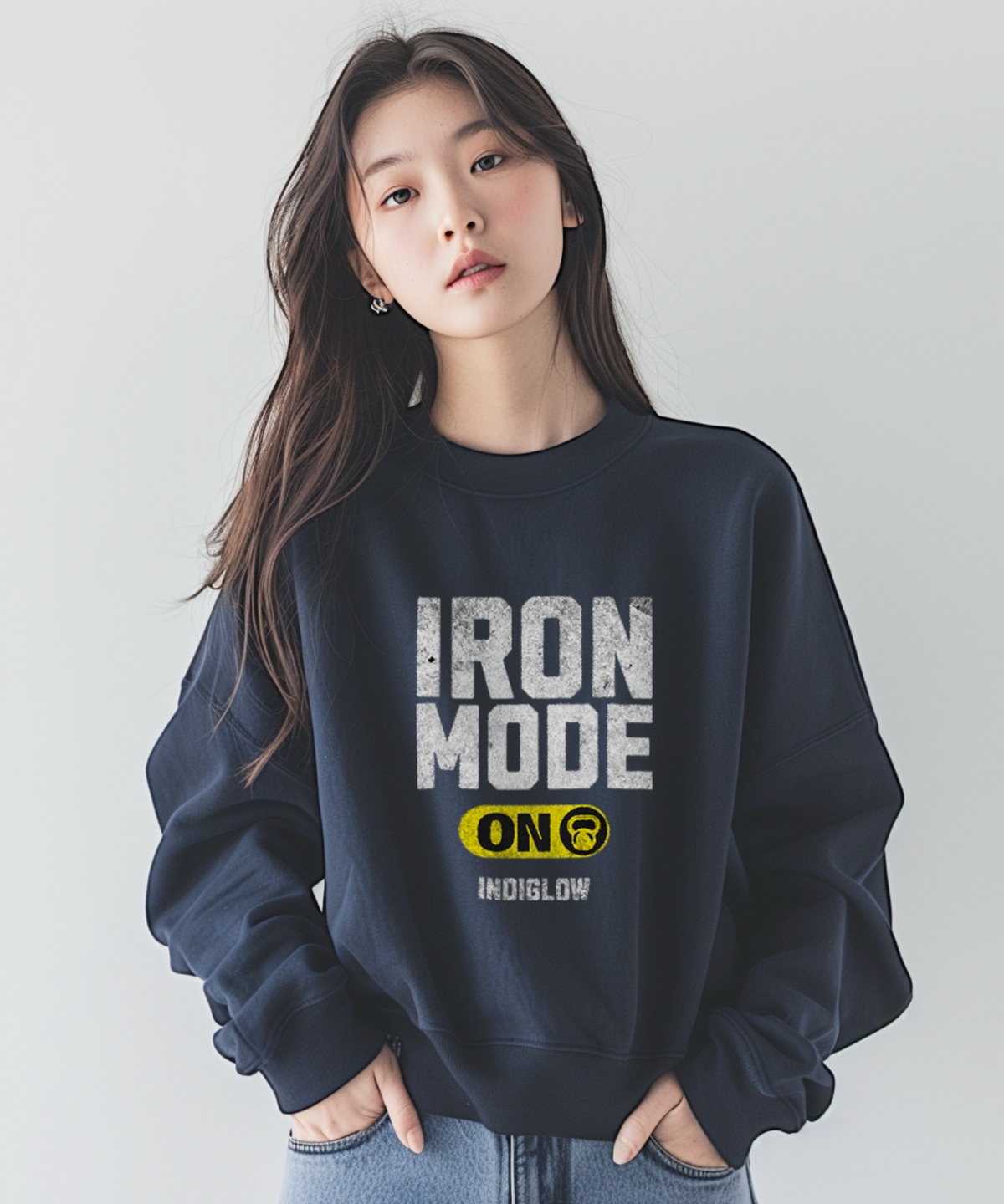 인디글로우(INDIGLOW) 아이언 모드 운동 헬스 남성 레어링 맨투맨