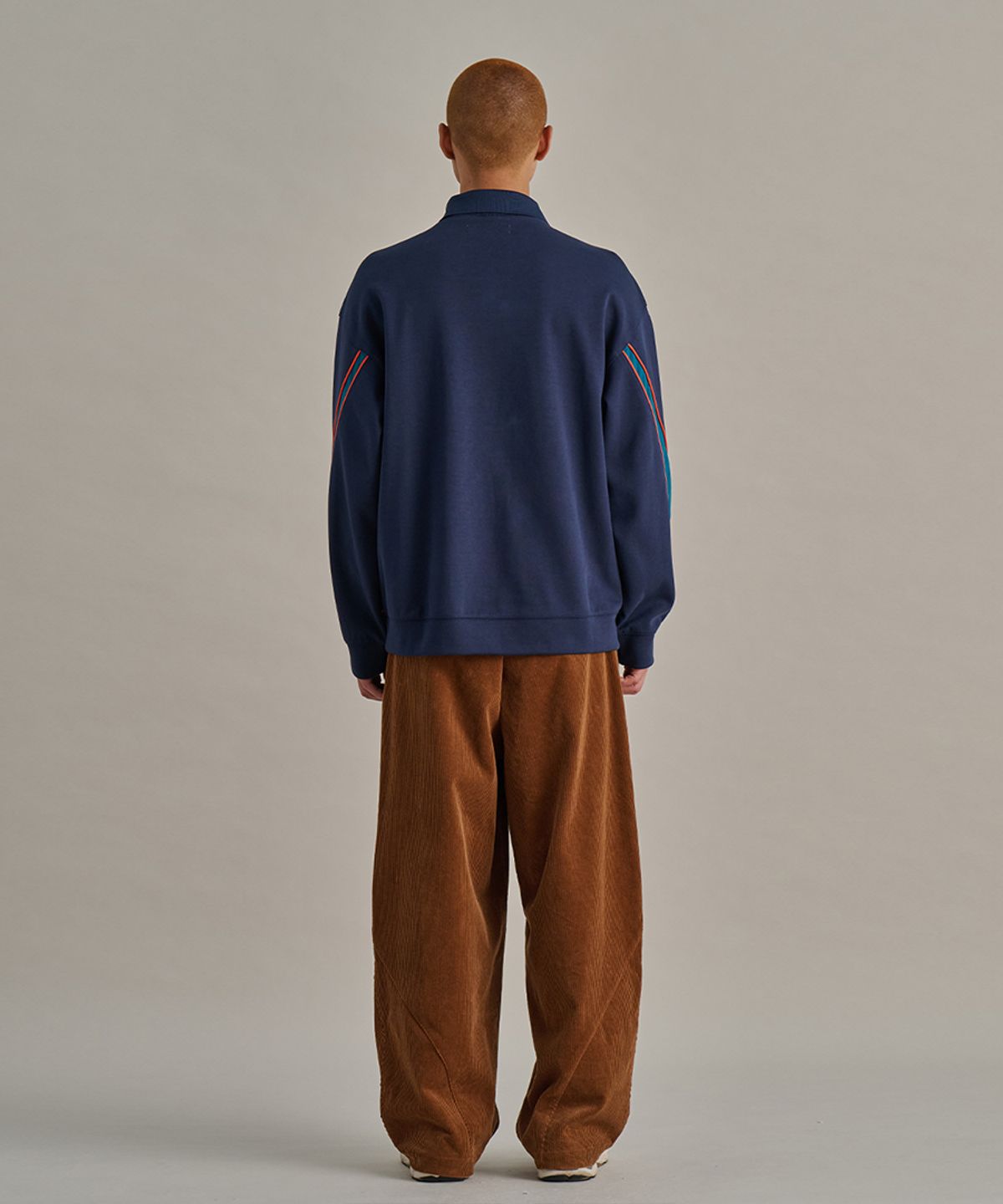 논타입(NONTYPE) PANELED PIPING L/S PK T-SHIRTS (NAVY)