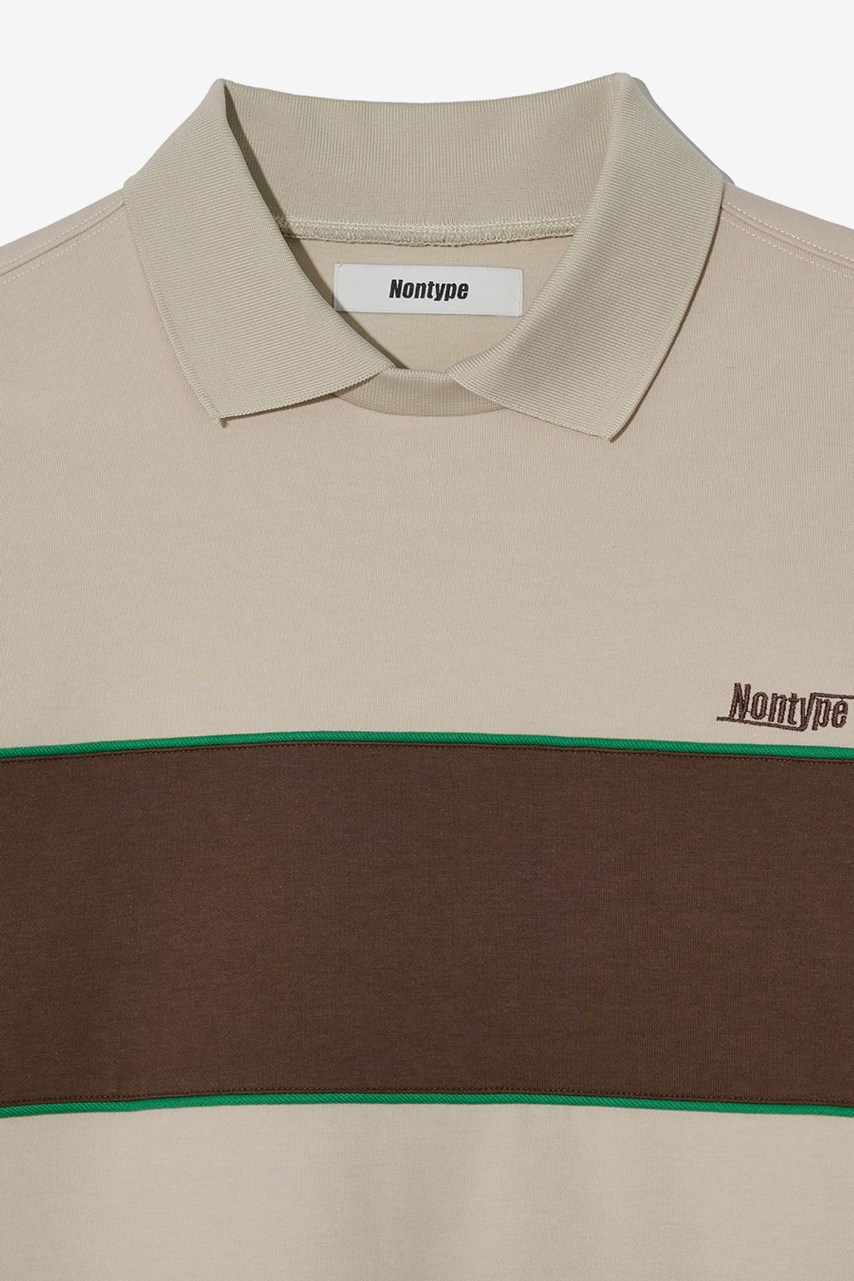 논타입(NONTYPE) PANELED PIPING L/S PK T-SHIRTS (BEIGE)