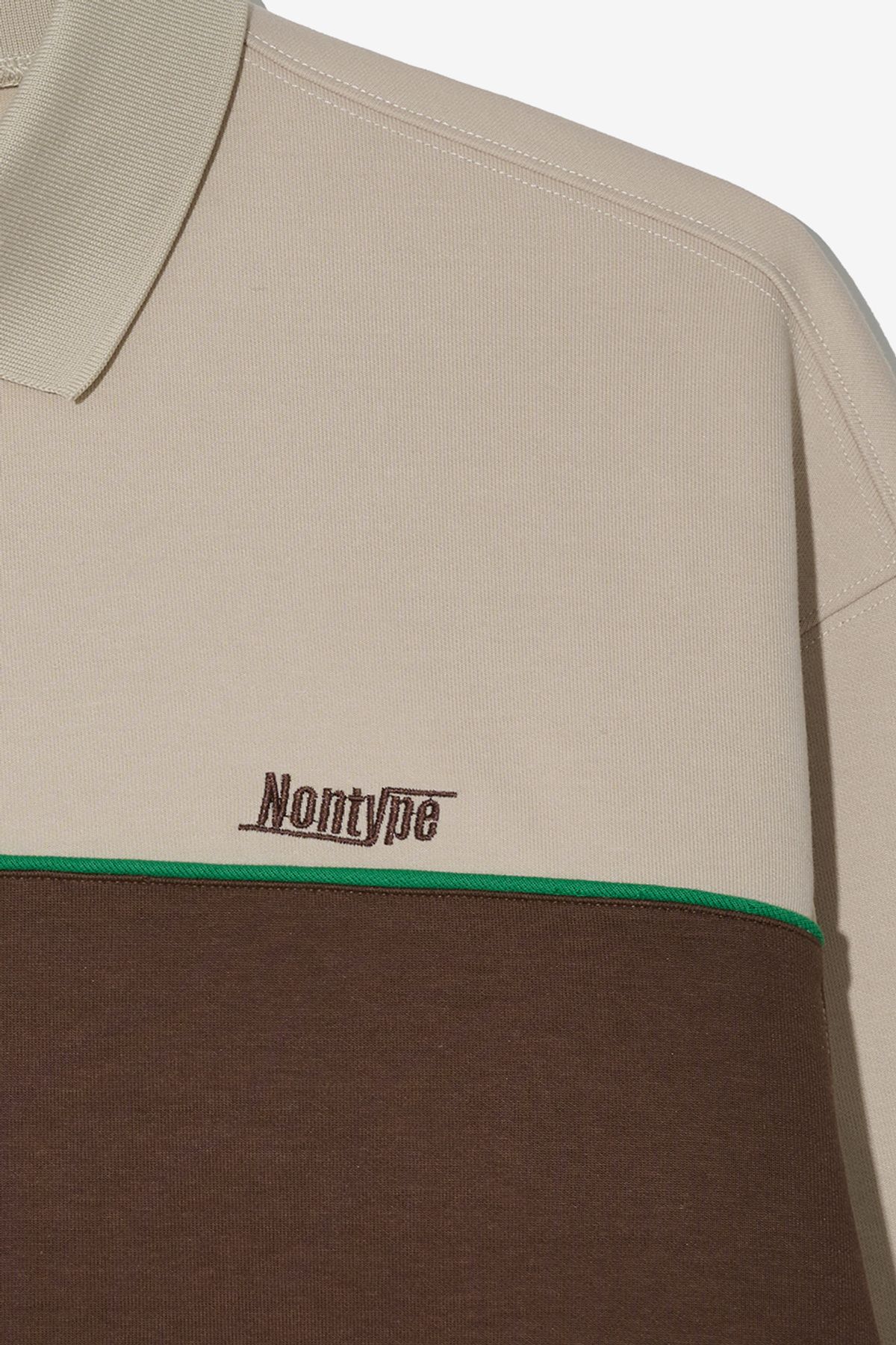 논타입(NONTYPE) PANELED PIPING L/S PK T-SHIRTS (BEIGE)