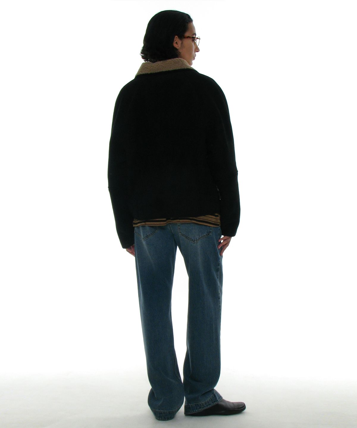파르티멘토 우먼(PARTIMENTO WOMEN) 스웨이드 쉬어링 코트_블랙