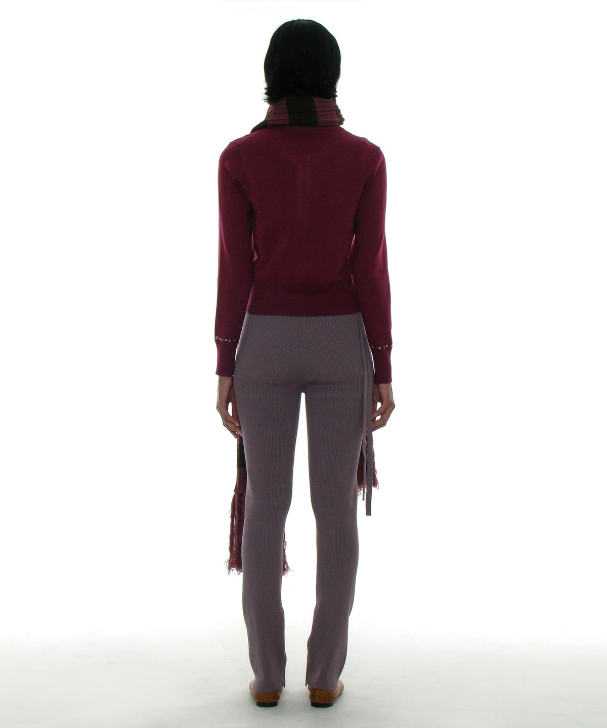 파르티멘토 우먼(PARTIMENTO WOMEN) 사이드 집업 리브드 레깅스 팬츠_퍼플 베이지