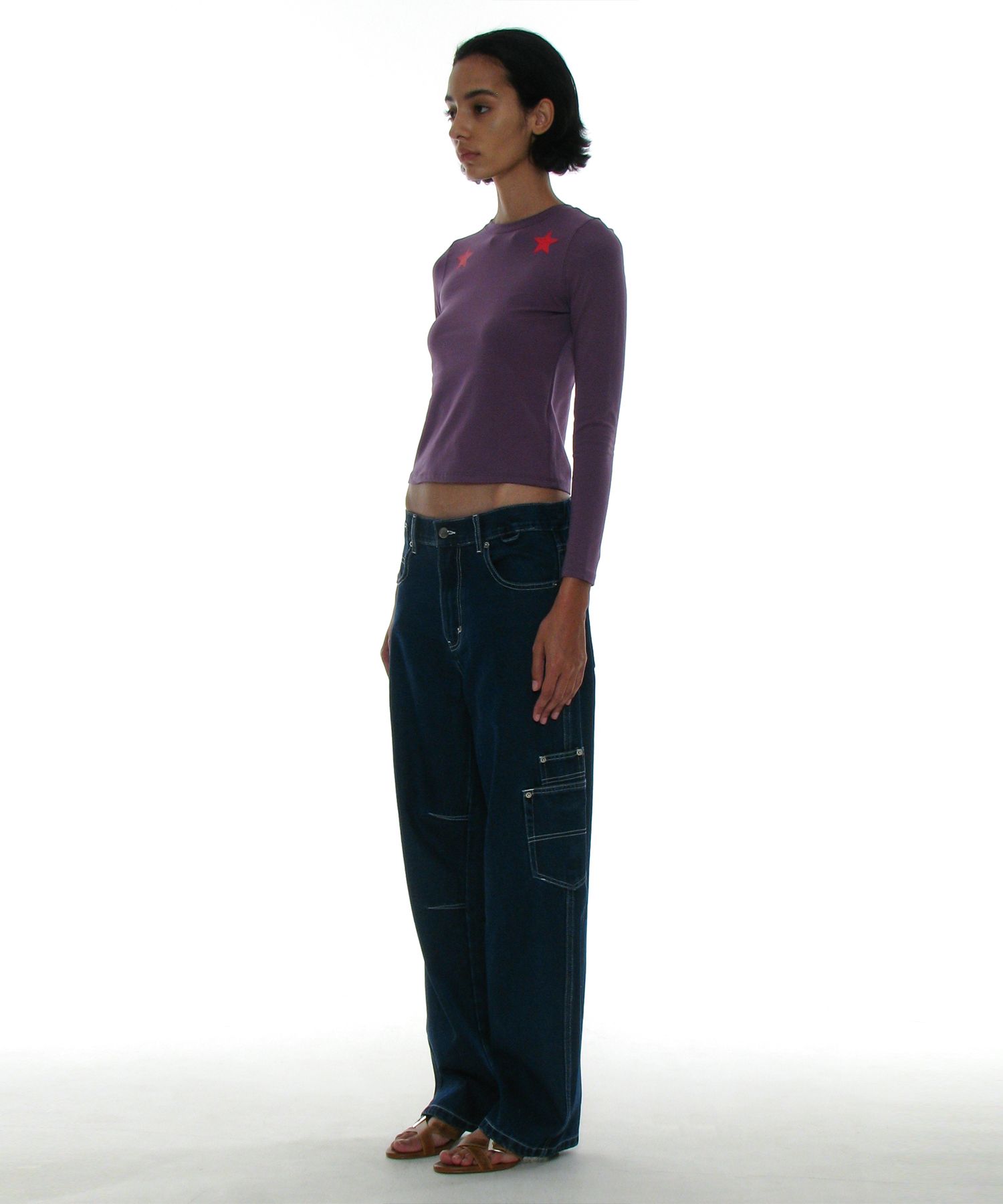 MUSINSA | PARTIMENTO WOMEN Unbalanced Pocket Work Jeans_Dark