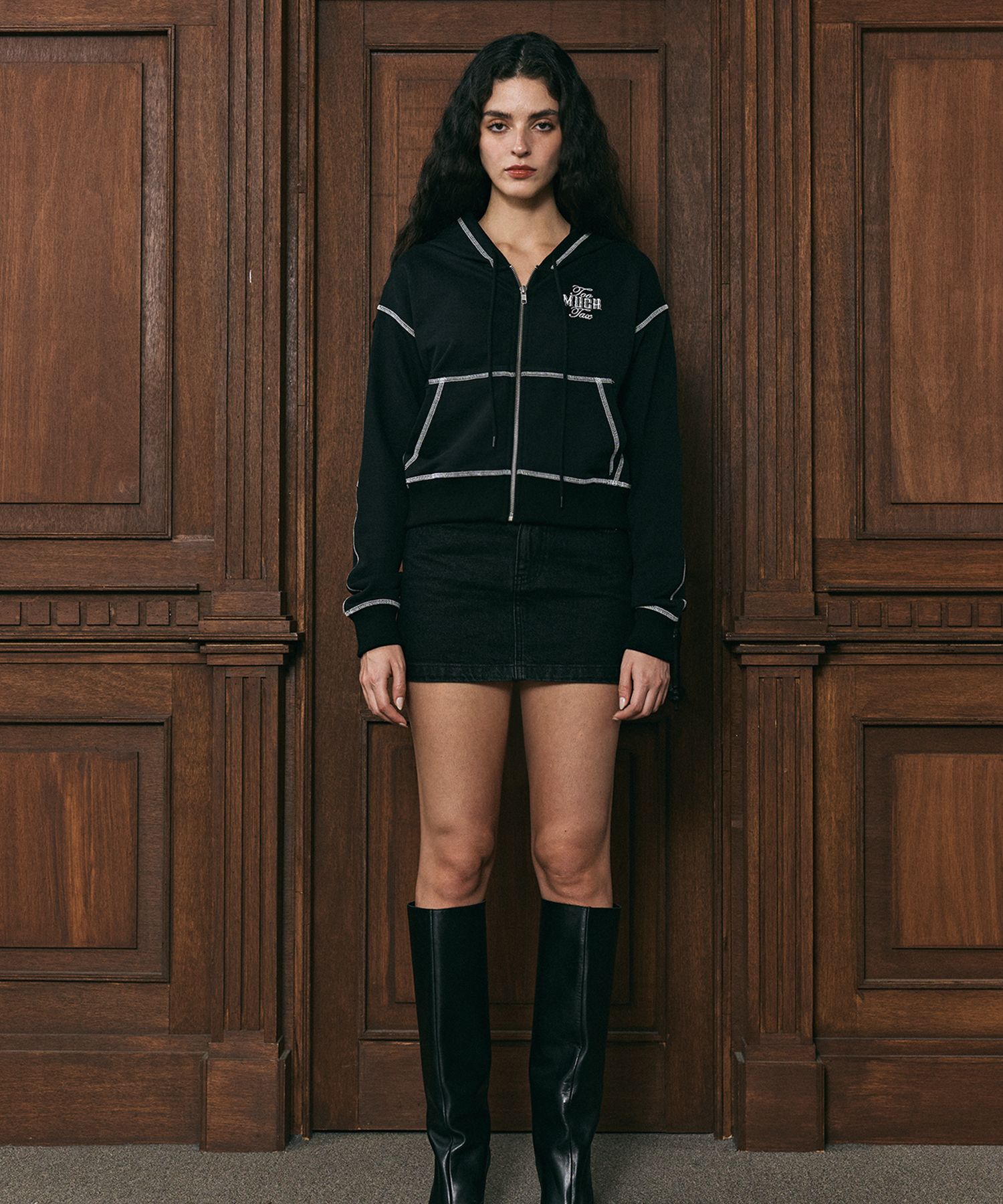 【TYPESERVICE】Ruffled Comfy Zip Hoodie ★韓国人気★ 追跡付 TYPESERVICE ♥ Ruffled Raglan Zip Hoodie /追跡付