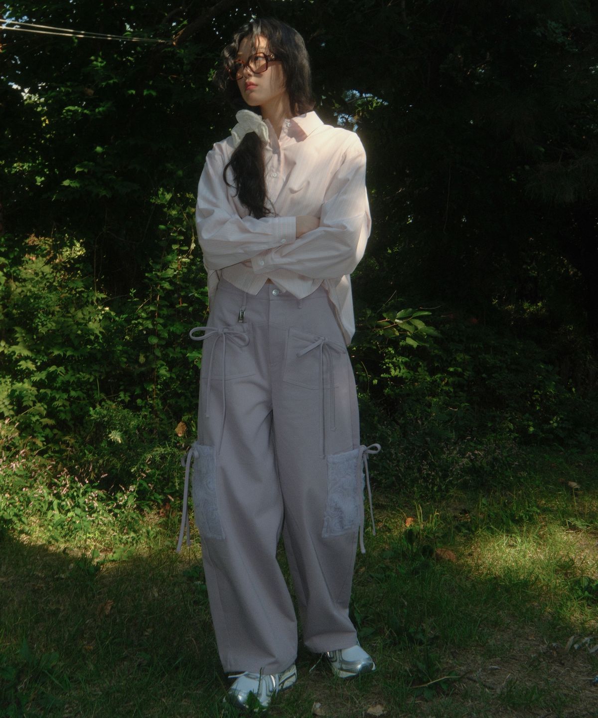 시월107(SIWEOL107) Ribbon Cotton Pants (Purple)
