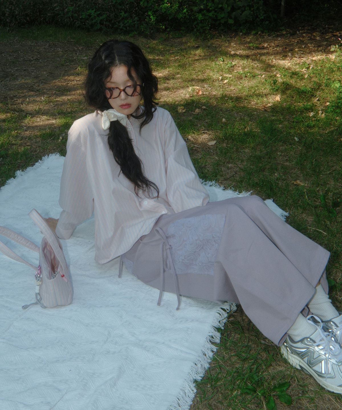 시월107(SIWEOL107) Ribbon Cotton Pants (Purple)