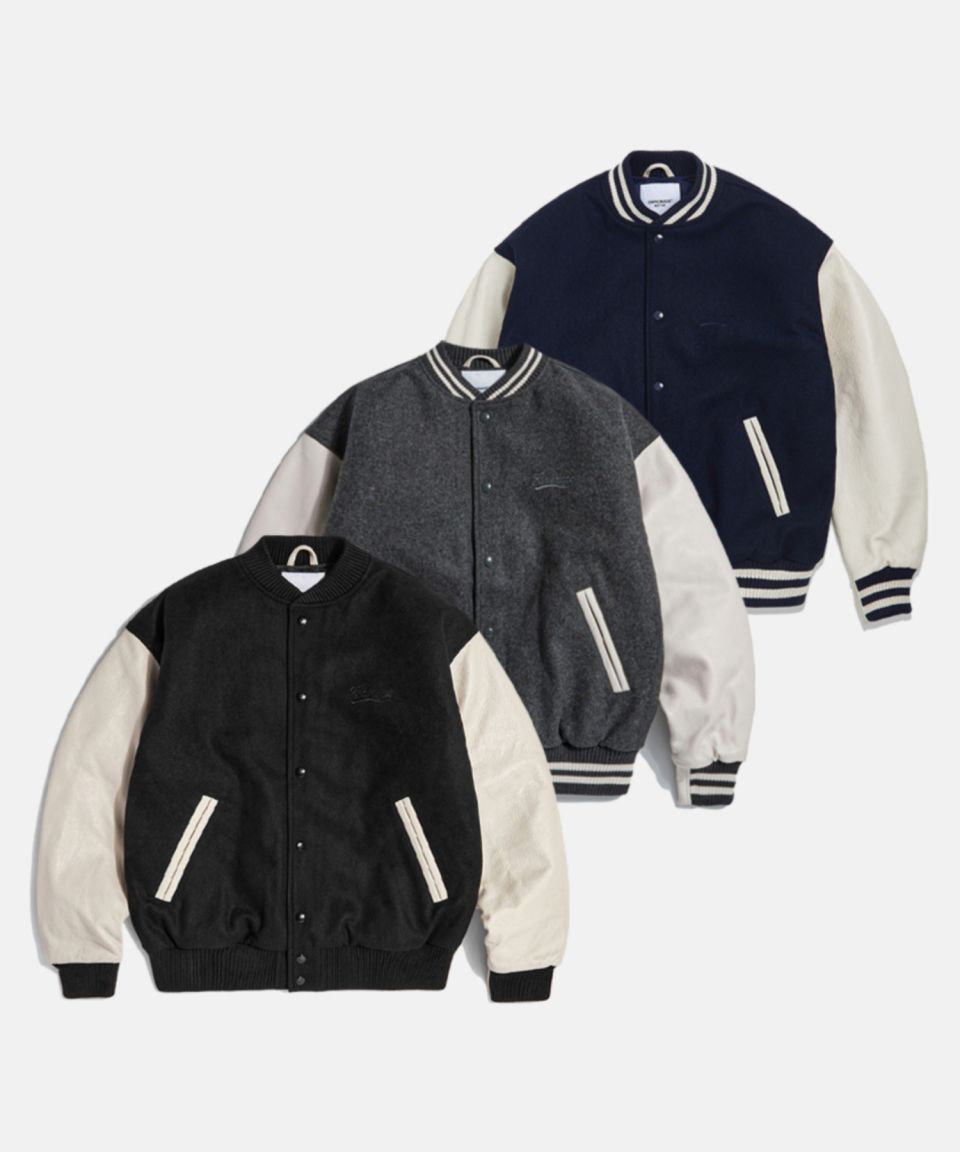 MUSINSA公式 | ESPIONAGE Standard Varsity Jacket NS Black