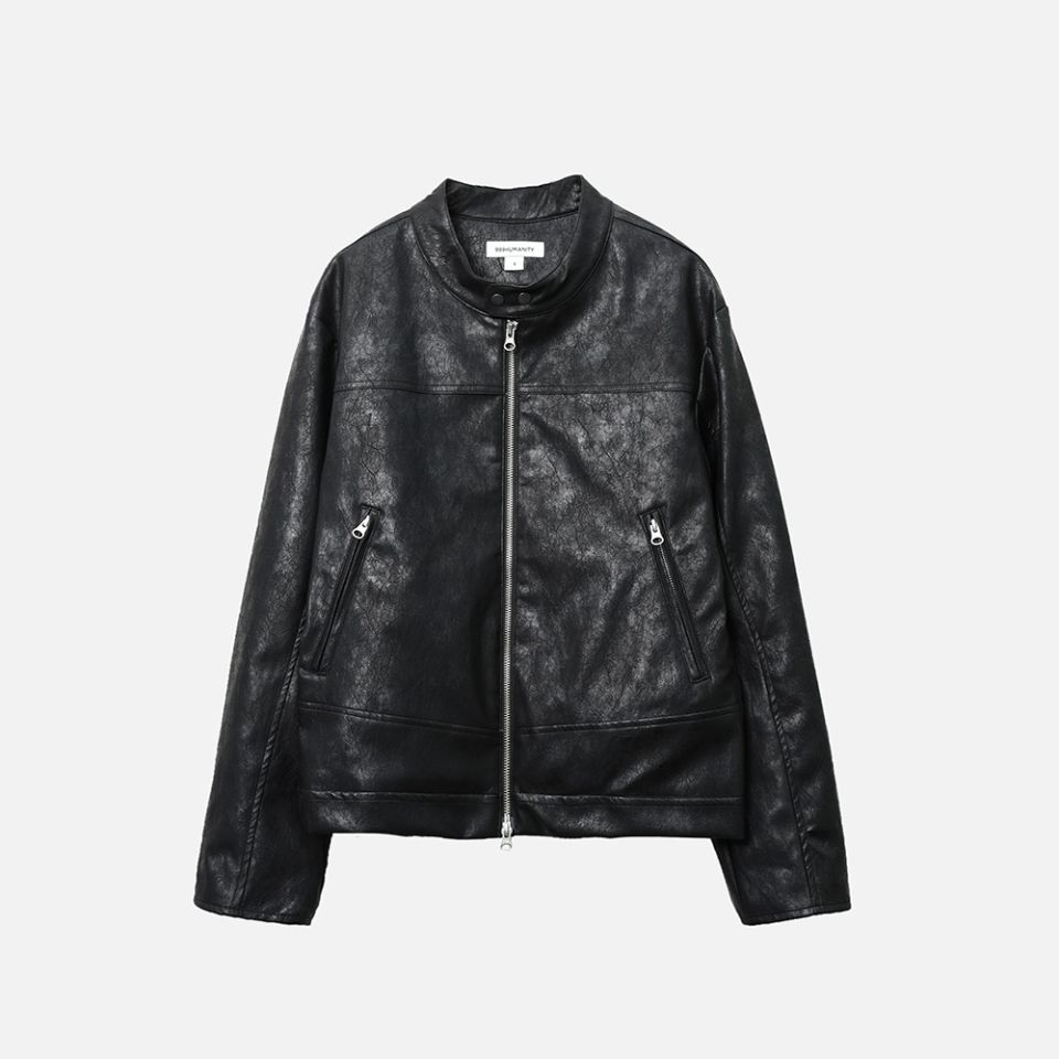 MUSINSA公式 | 999HUMANITY Rider Leather Jacket (Black)