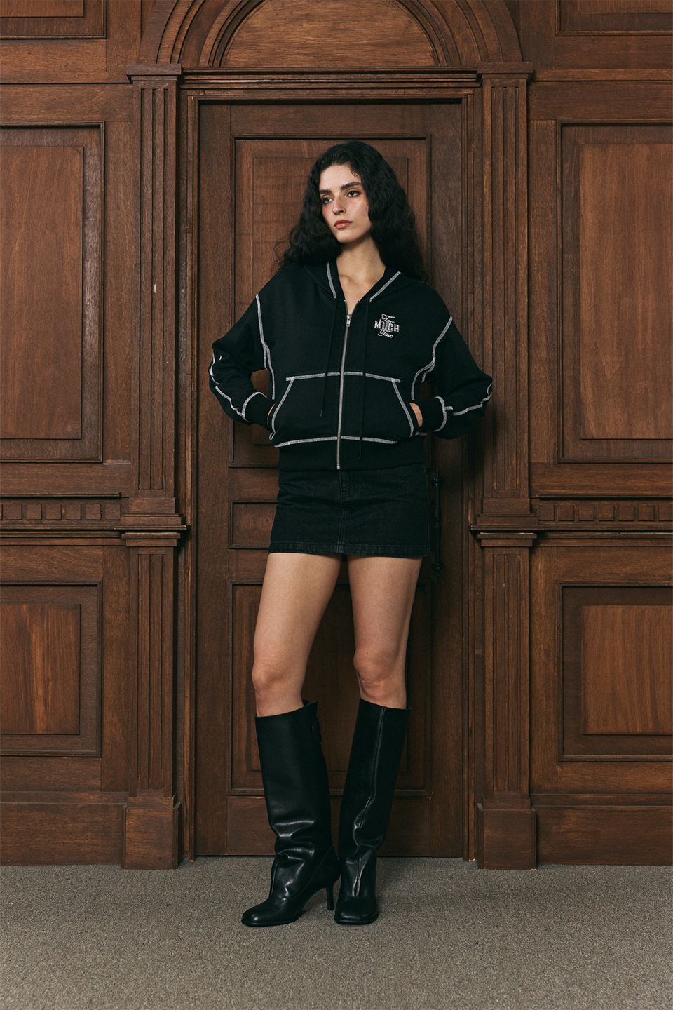 トップス♡ Never mind the XU】crop zip up hoodie / 【ネバーマインド ザ