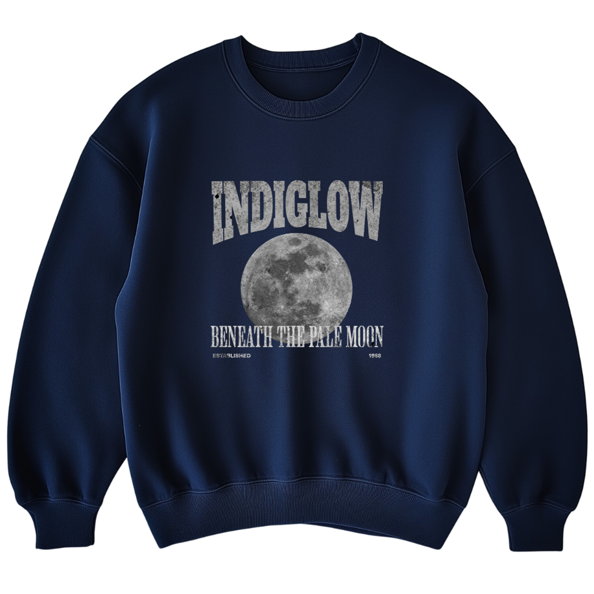 인디글로우(INDIGLOW) 달 그래픽 빈티지 맨투맨 스웨트셔츠