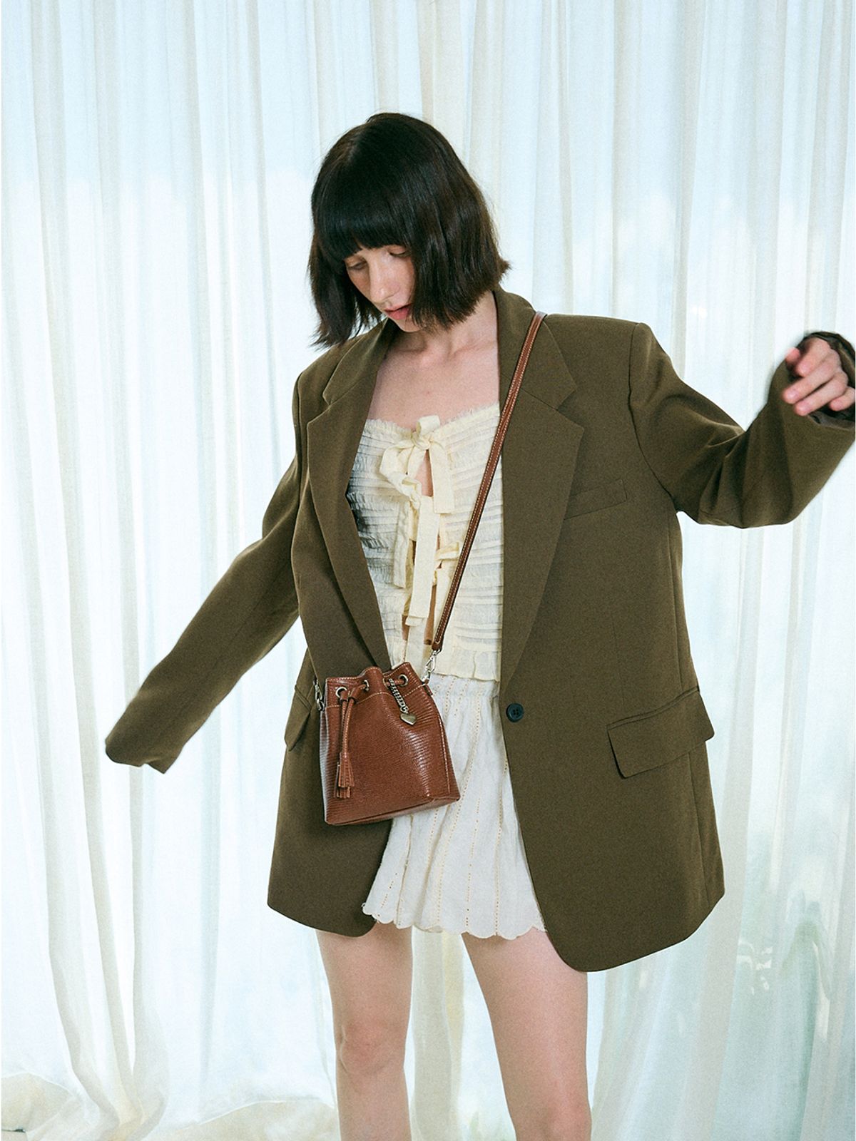셀레디프(CELEDIFF) rawed small saddle bag_dark brown