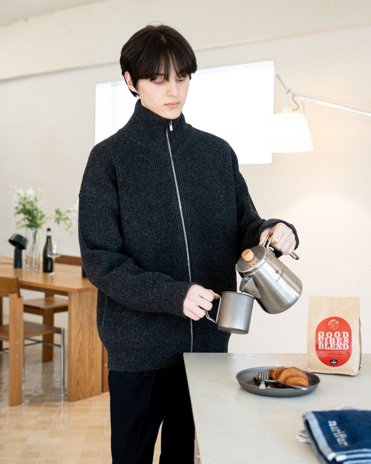 아스트레이(ASTLAY) Excella Lambswool Knit zip-up (Charcoal /M.Gray)