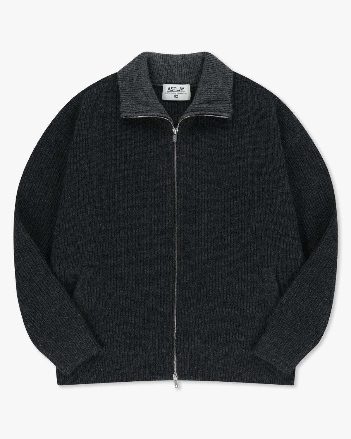 아스트레이(ASTLAY) Excella Lambswool Knit zip-up (Charcoal /M.Gray)