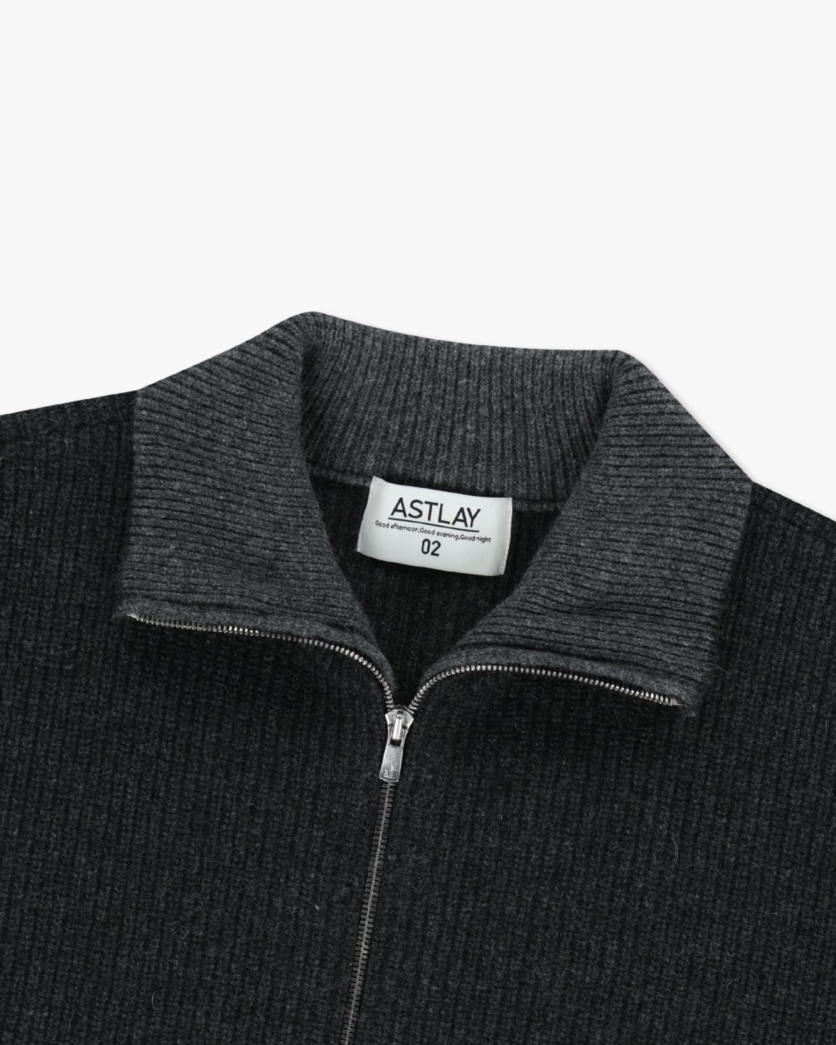 아스트레이(ASTLAY) Excella Lambswool Knit zip-up (Charcoal /M.Gray)
