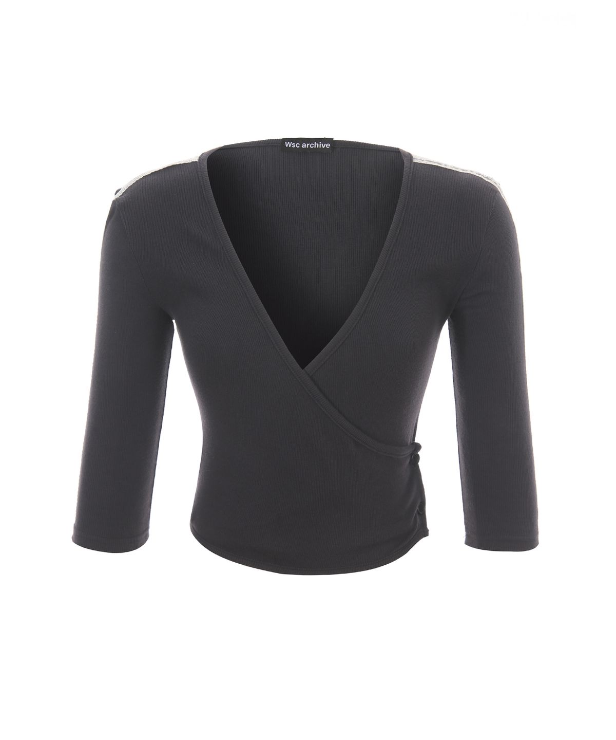 더블에스씨 아카이브(WSC ARCHIVE) Lace button-up wrap T-shirt 003(Charcoal)