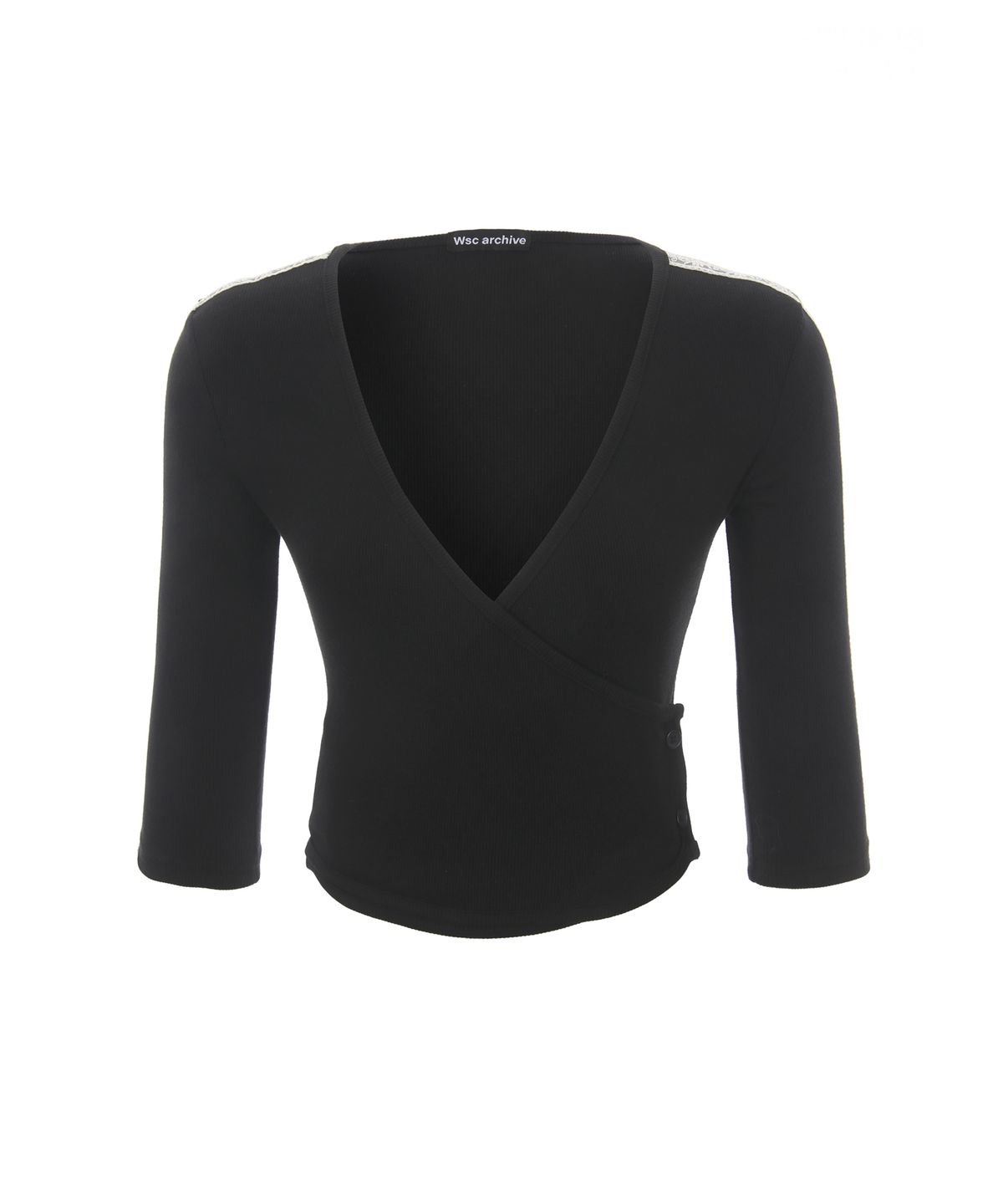 더블에스씨 아카이브(WSC ARCHIVE) Lace button-up wrap T-shirt 001(Black)