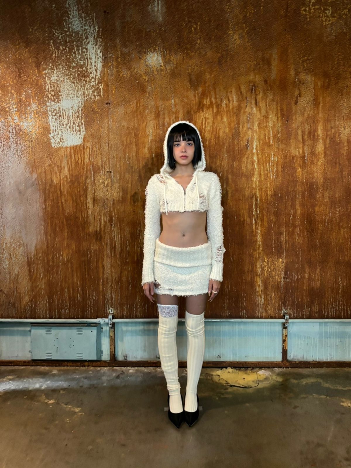 비엔프롬(BNFROM) From knee socks (Ivory)