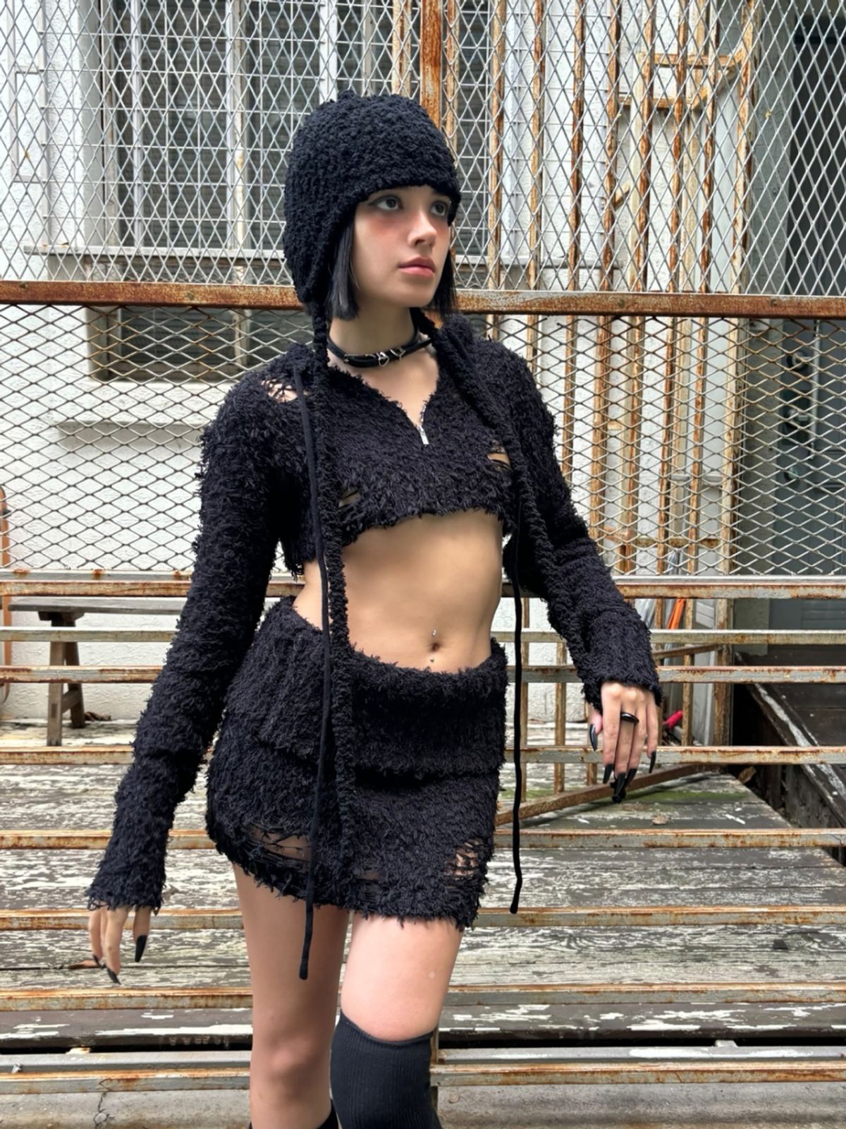 비엔프롬(BNFROM) From knit skirt (Black)