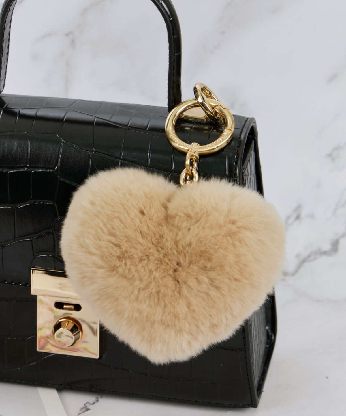 마이아(MAIA) 래빗퍼 하트 키링&참장식-베이지