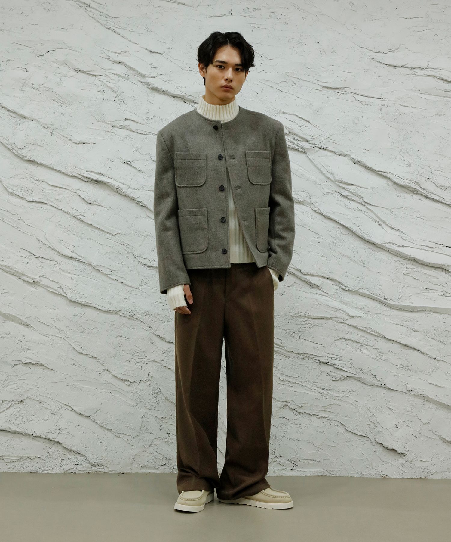 【IONSEOUL】Etsi Wool Wide Slacks 5JH112 Light Wool Max Gabardine Slacks – La Garçonne