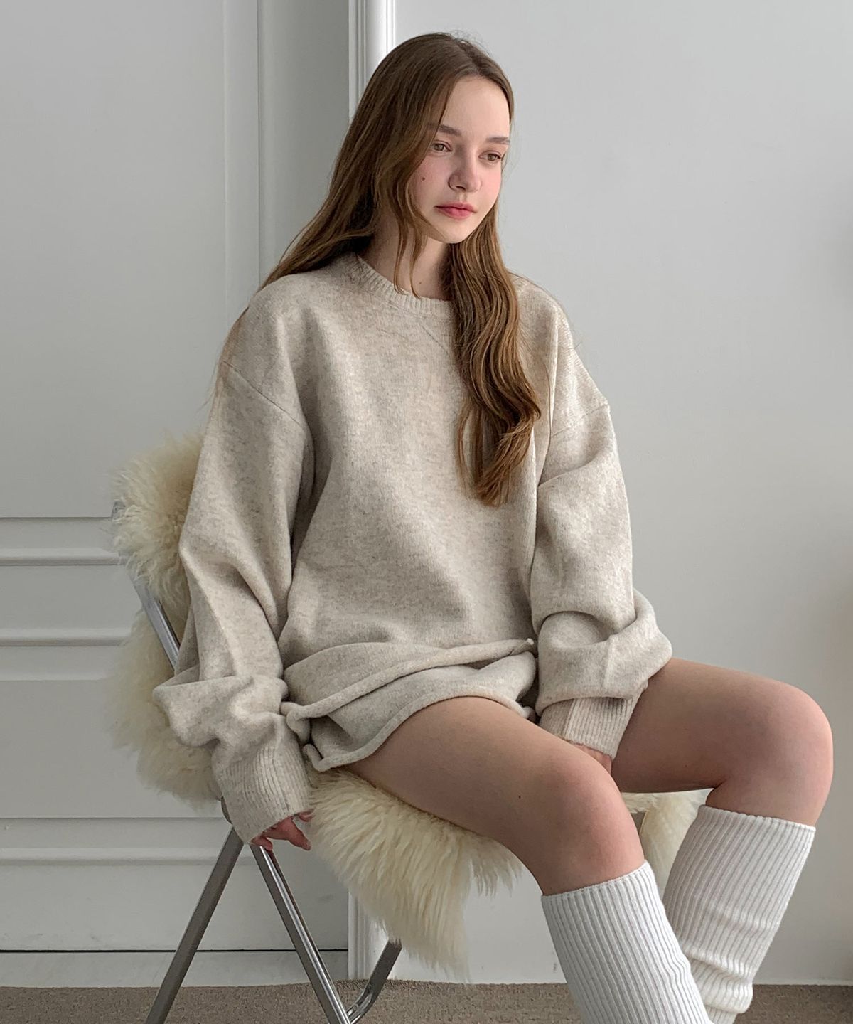 바스카라(VASCARA) [SET] Knit Sweatshirt+Half Pants Set-up (2 colors)