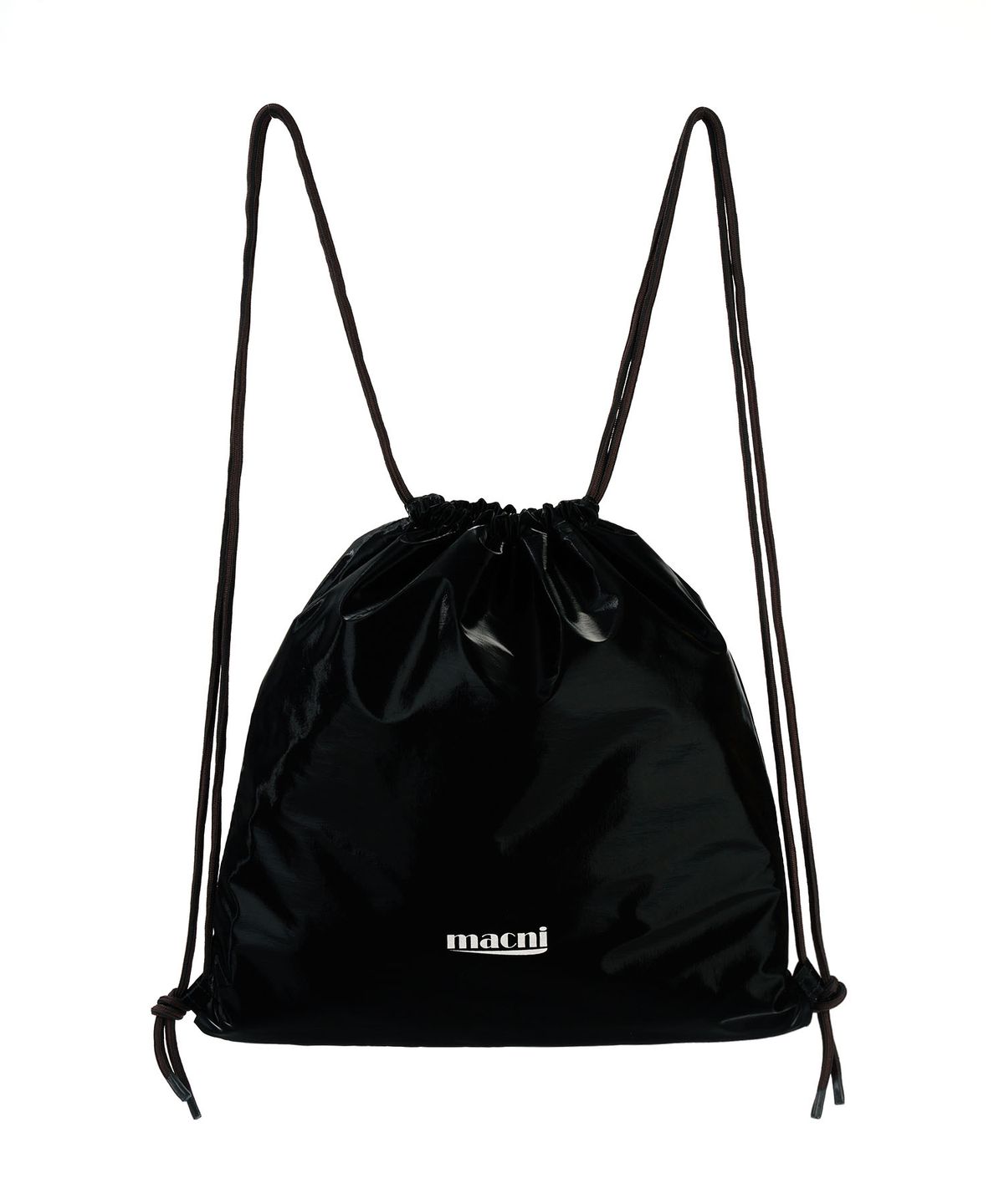 마크니(MACNI) DRAWSTRING GLOSSY BACKPACK BLACK