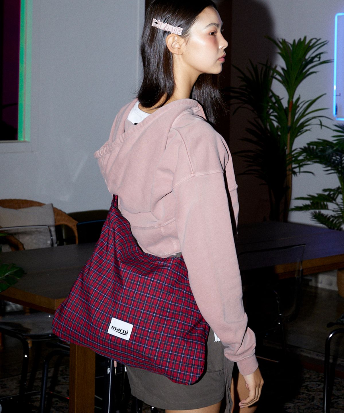 마크니(MACNI) CHECKER ECO CROSS BAG RED CHECK