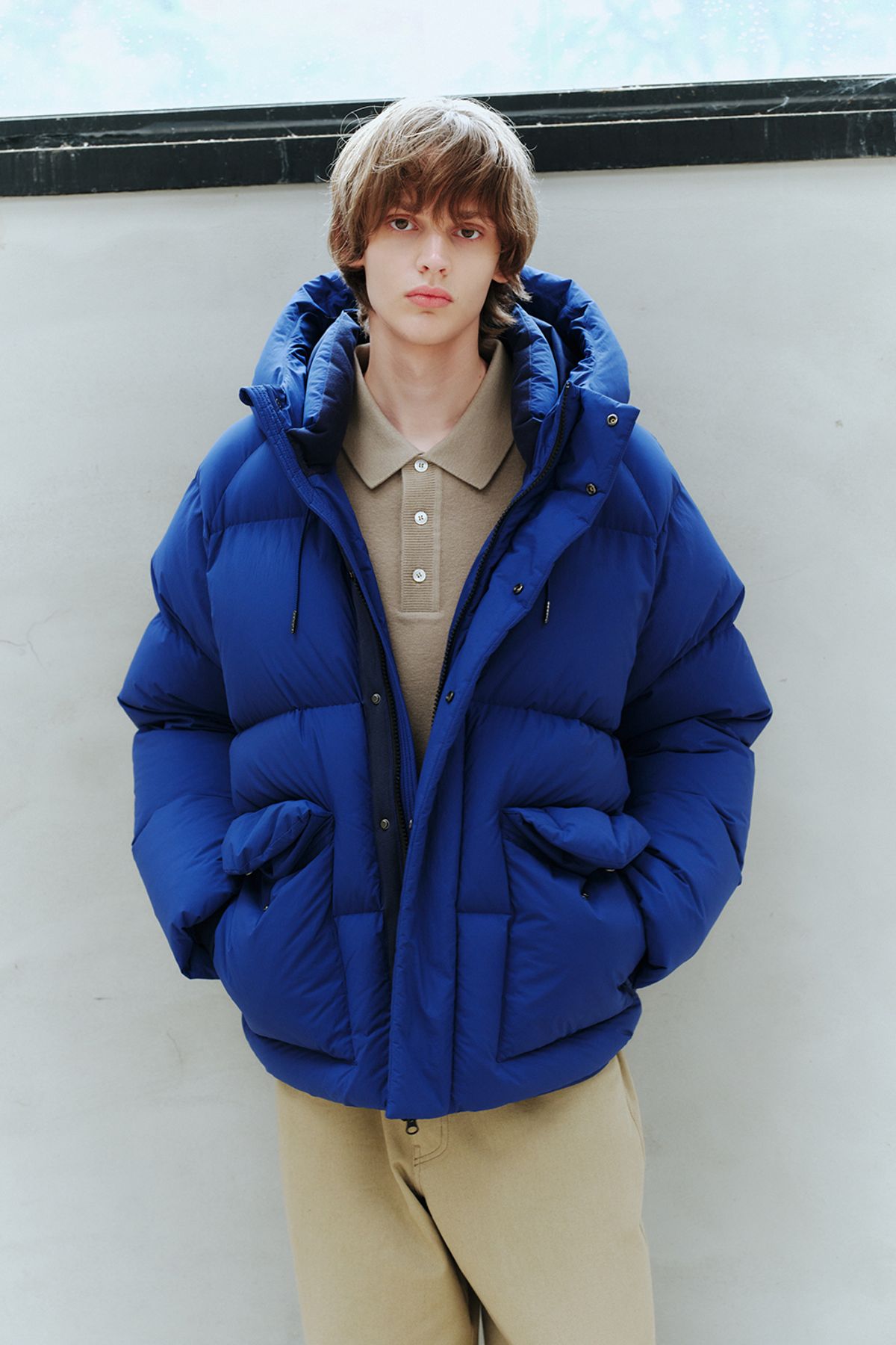 홀리선(HORLISUN) Northcove Water Repellent Hoodie Duckdown Jacket ROYAL BLUE