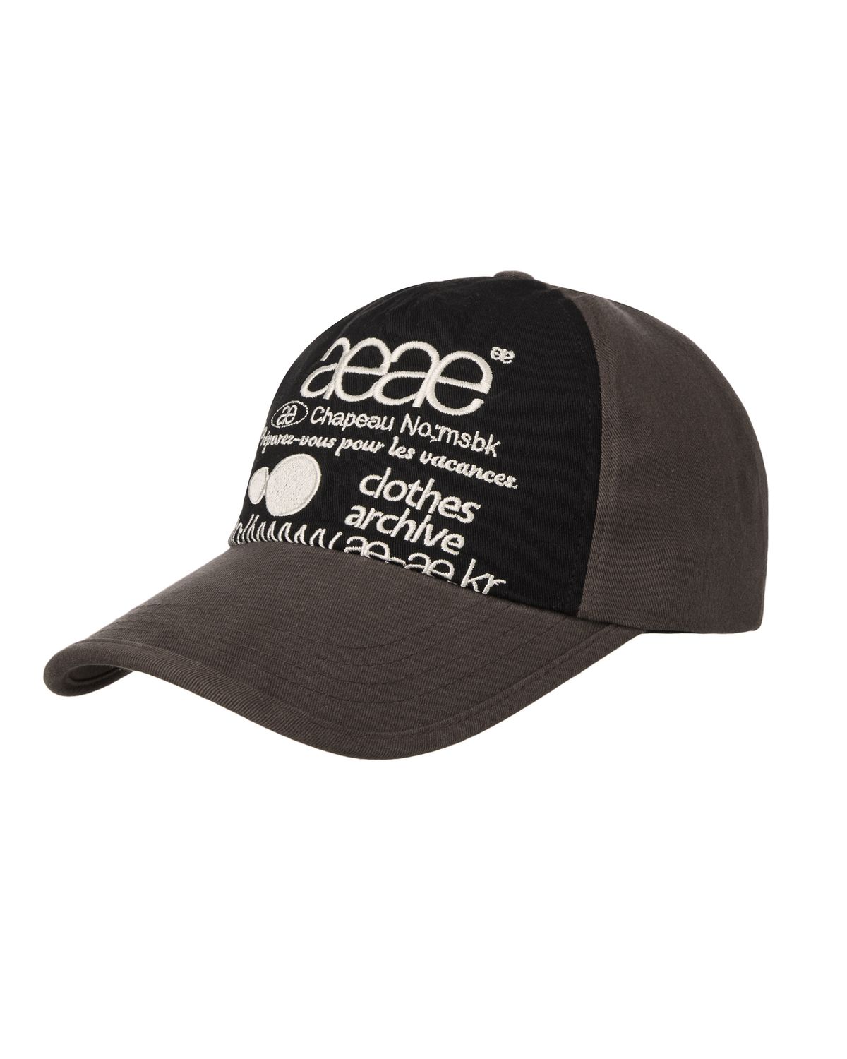 에이이에이이(AEAE) WEB LOGO 5 PANNEL BALL CAP [DARK BROWN/BLACK]