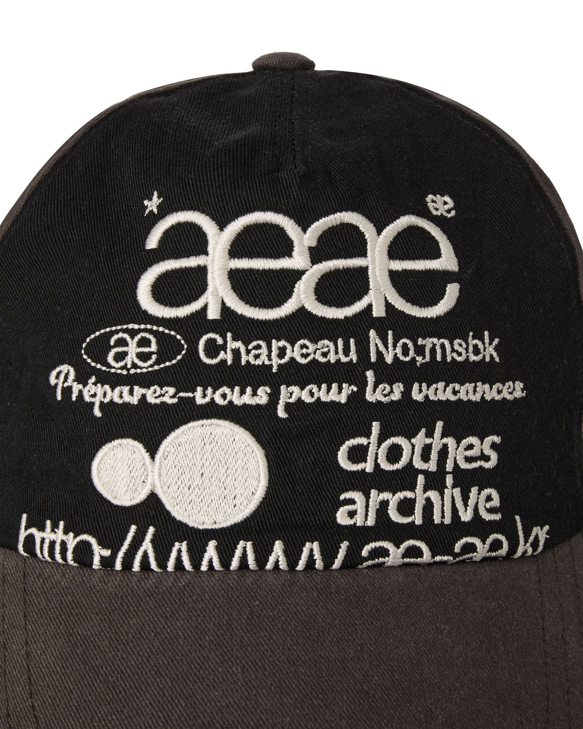 에이이에이이(AEAE) WEB LOGO 5 PANNEL BALL CAP [DARK BROWN/BLACK]