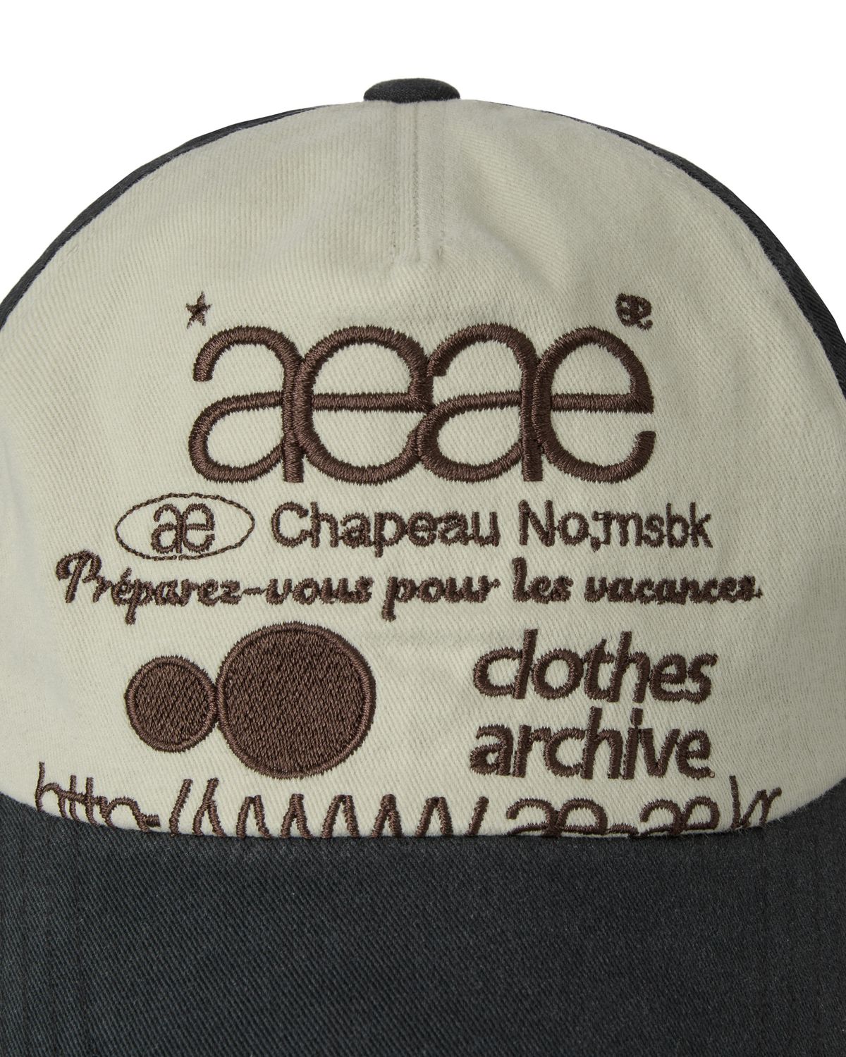 에이이에이이(AEAE) WEB LOGO 5 PANNEL BALL CAP [NAVY/IVORY]