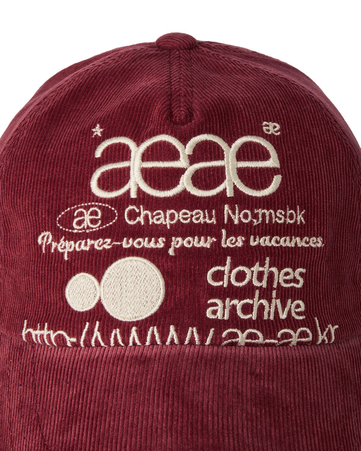 에이이에이이(AEAE) WEB LOGO CORDUROY CAP [BURGUNDY]