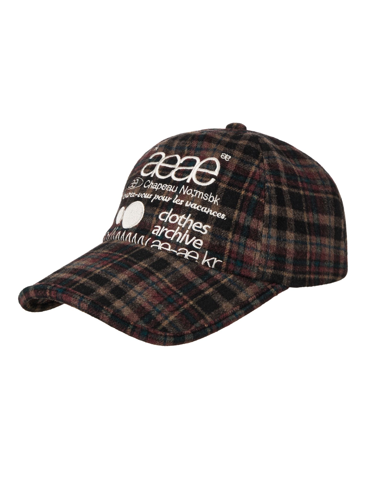 MUSINSA公式 | AEAE WEB LOGO WOOL CHECK CAP [BROWN]