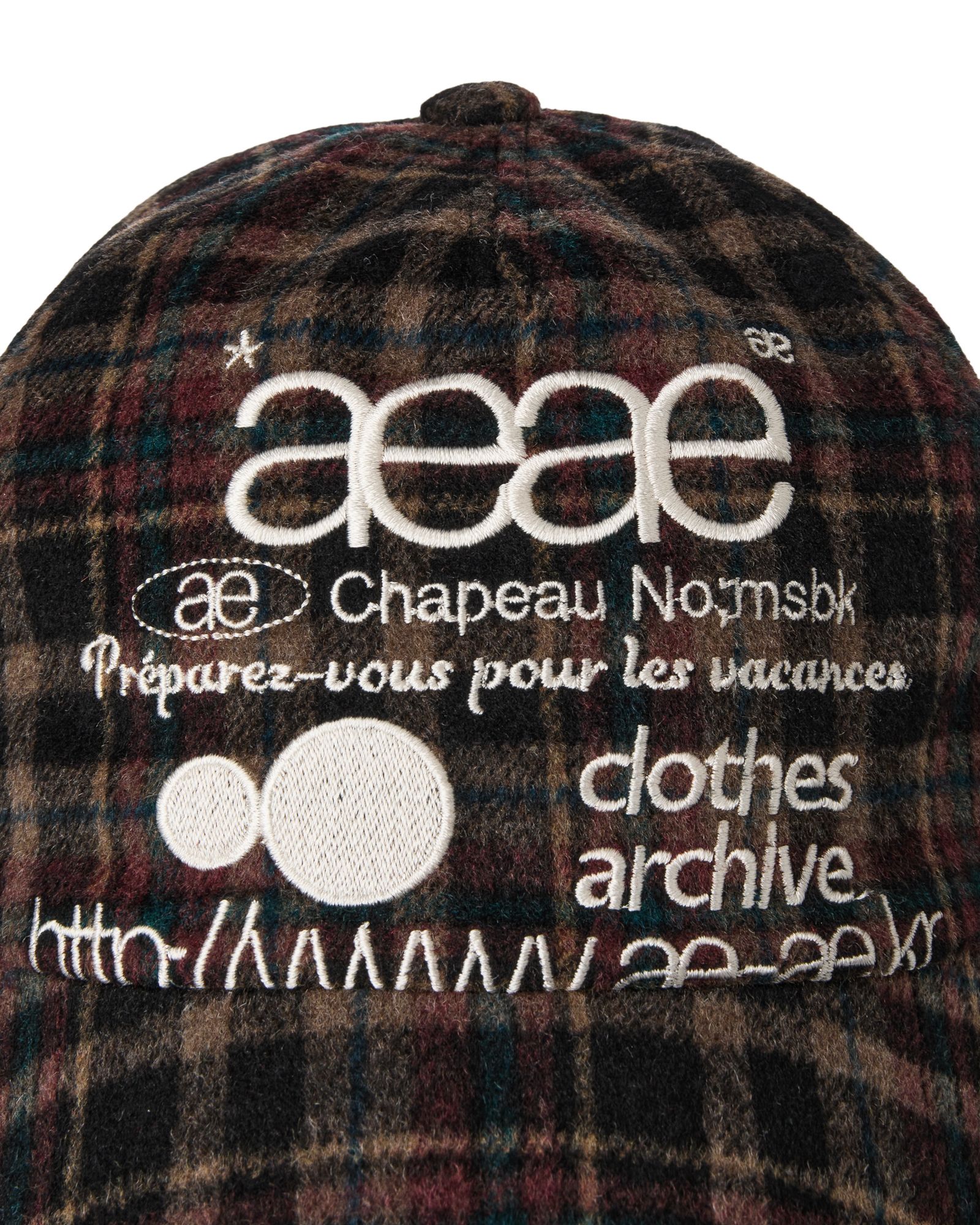MUSINSA公式 | AEAE WEB LOGO WOOL CHECK CAP [BROWN]
